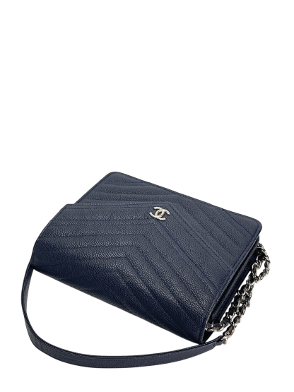 CHANEL - Navy Caviar V-stich Wallet On Chain (WOC)