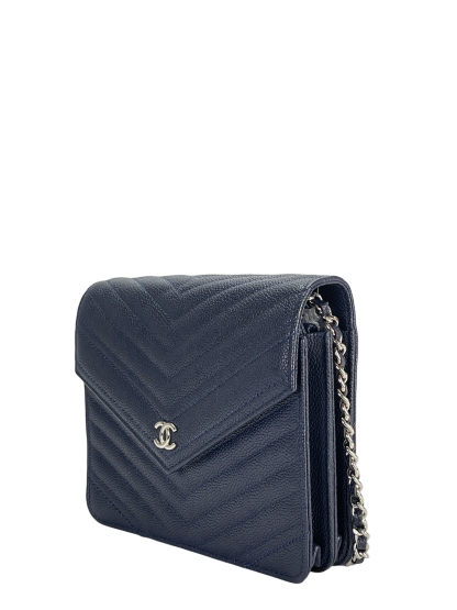CHANEL - Navy Caviar V-stich Wallet On Chain (WOC)