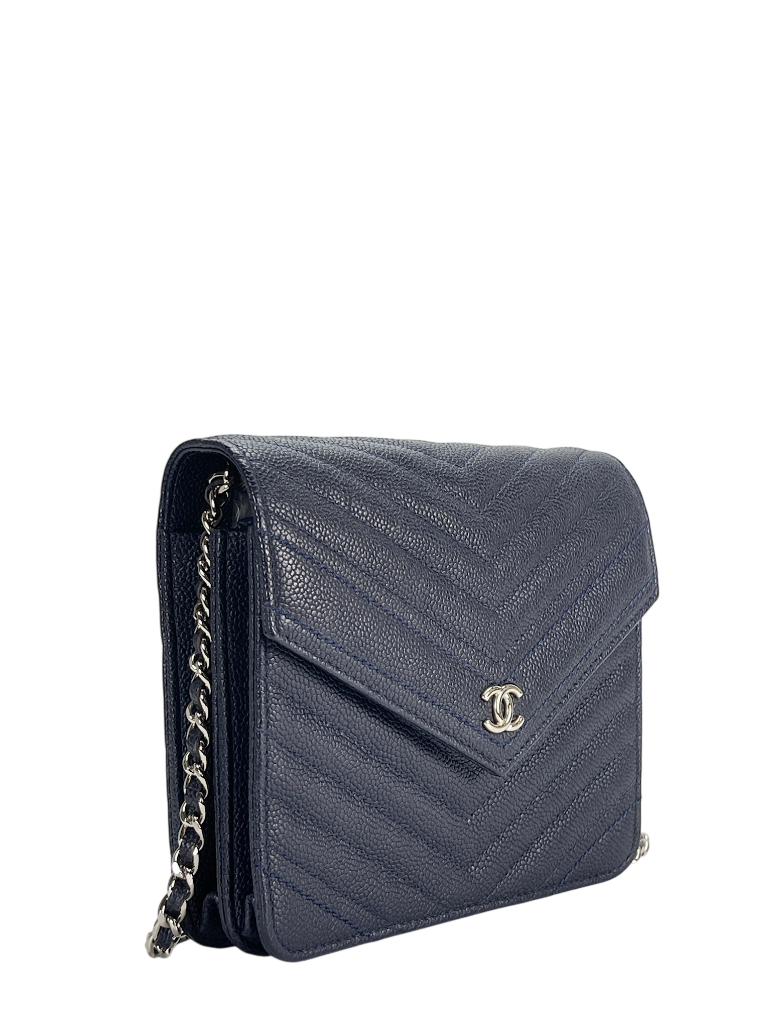 CHANEL - Navy Caviar V-stich Wallet On Chain (WOC)