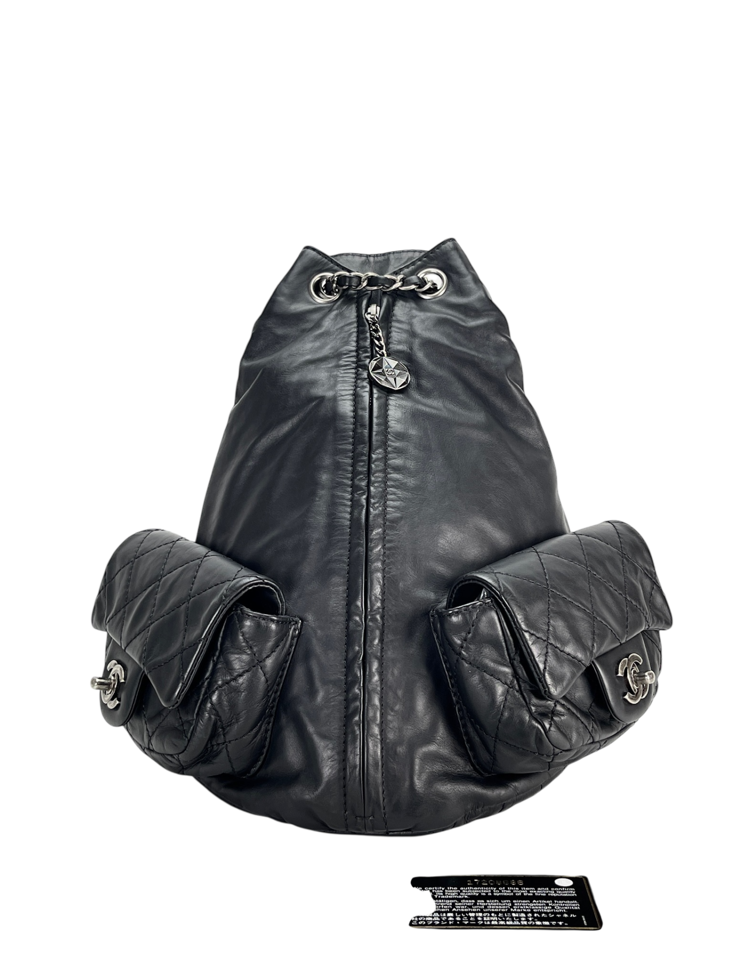 CHANEL - Black Lambskin Gunmetallic Hardware Matelasse Backpack
