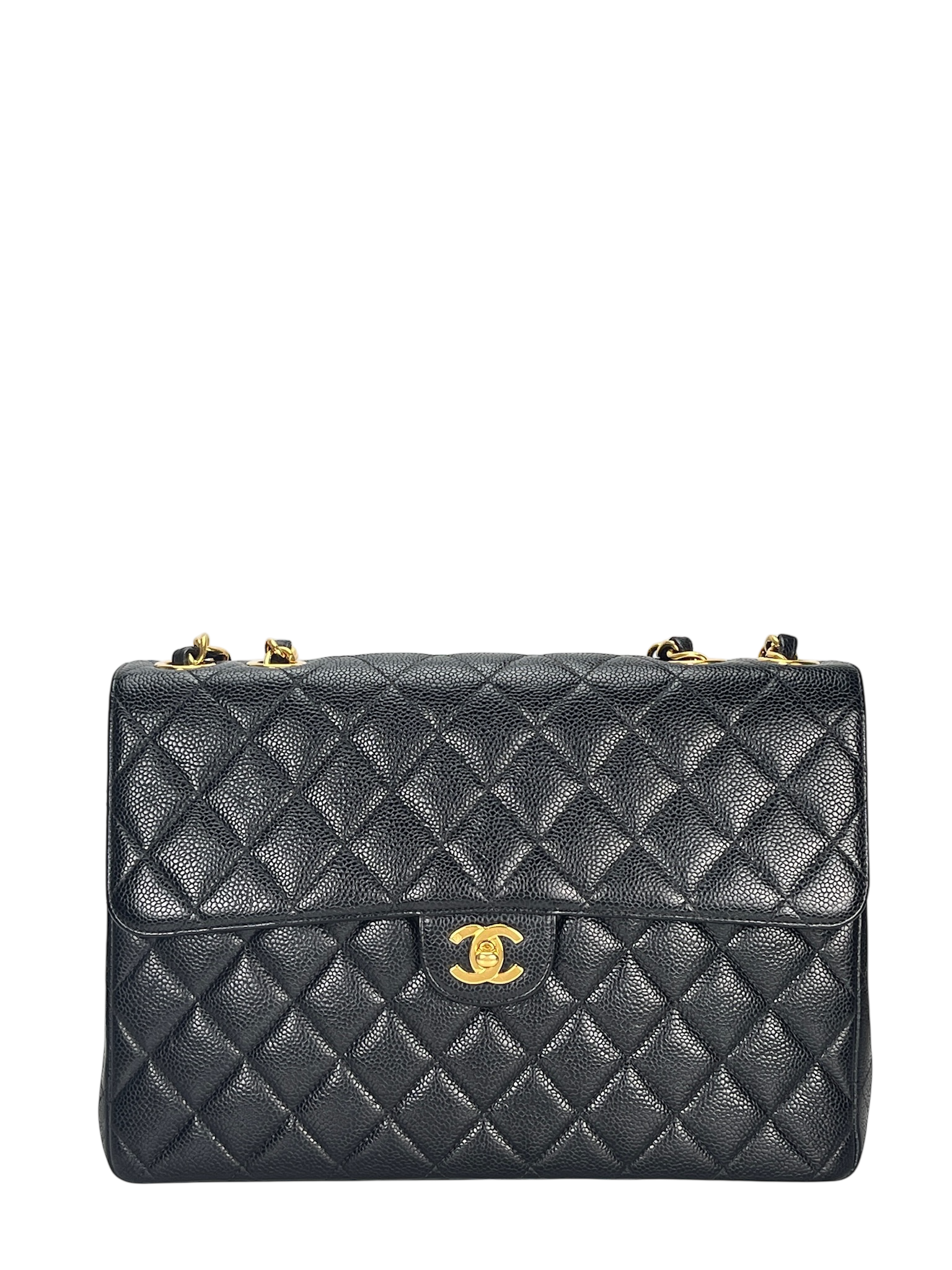 CHANEL - Black Caviar Jumbo Flap Bag 30