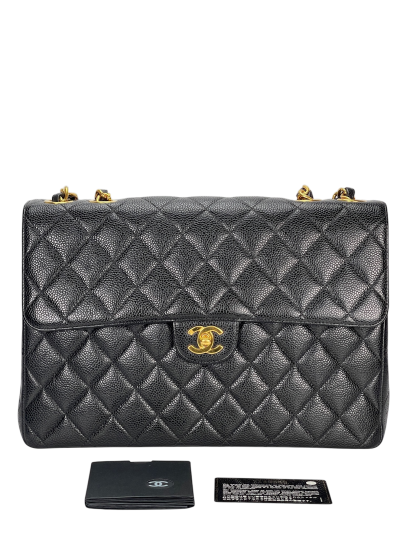 CHANEL - Black Caviar Jumbo Flap Bag 30