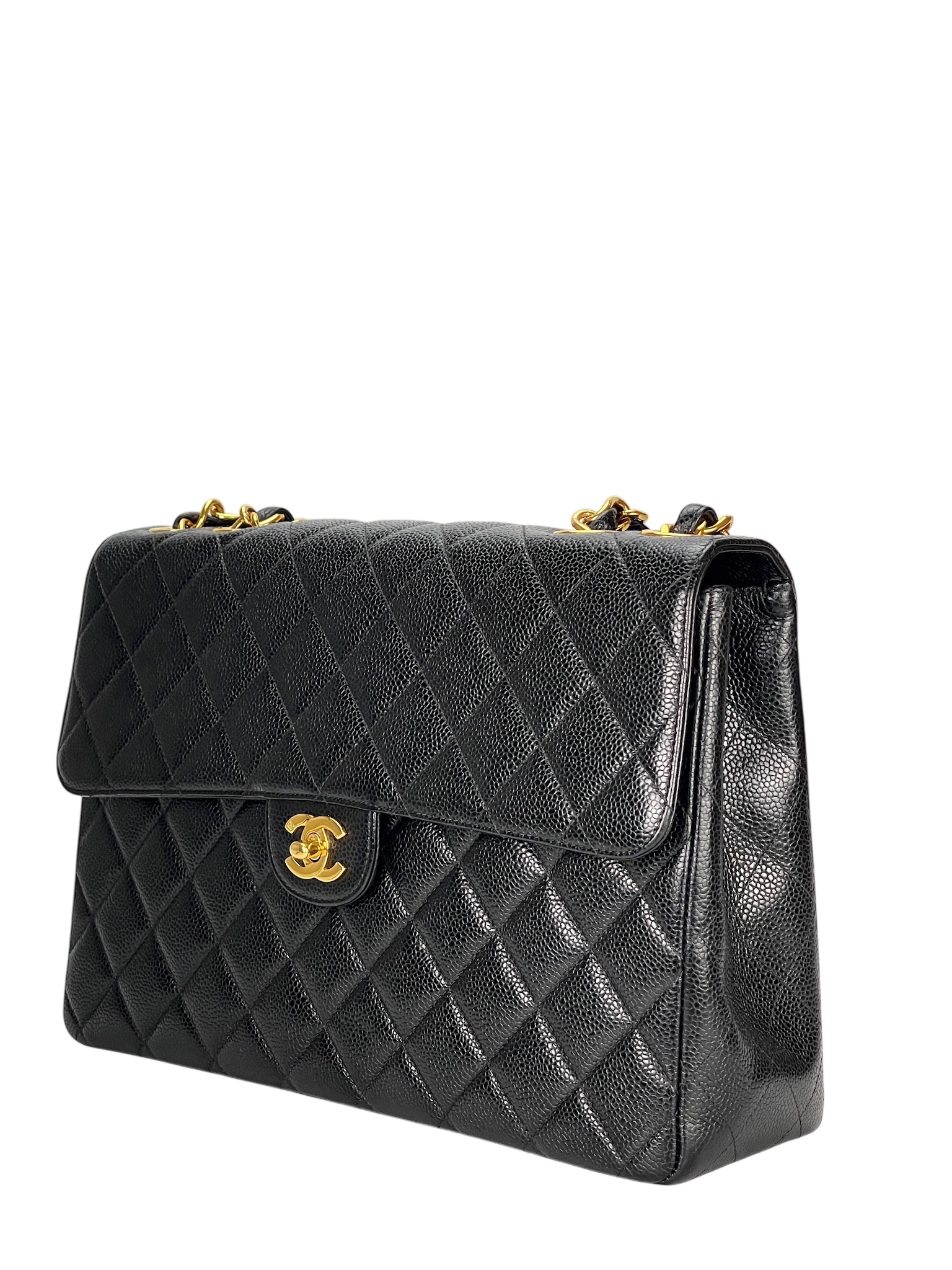 CHANEL - Black Caviar Jumbo Flap Bag 30