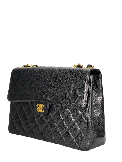 CHANEL - Black Caviar Jumbo Flap Bag 30