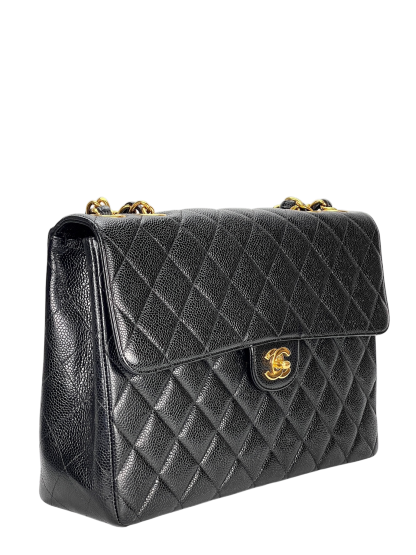 CHANEL - Black Caviar Jumbo Flap Bag 30