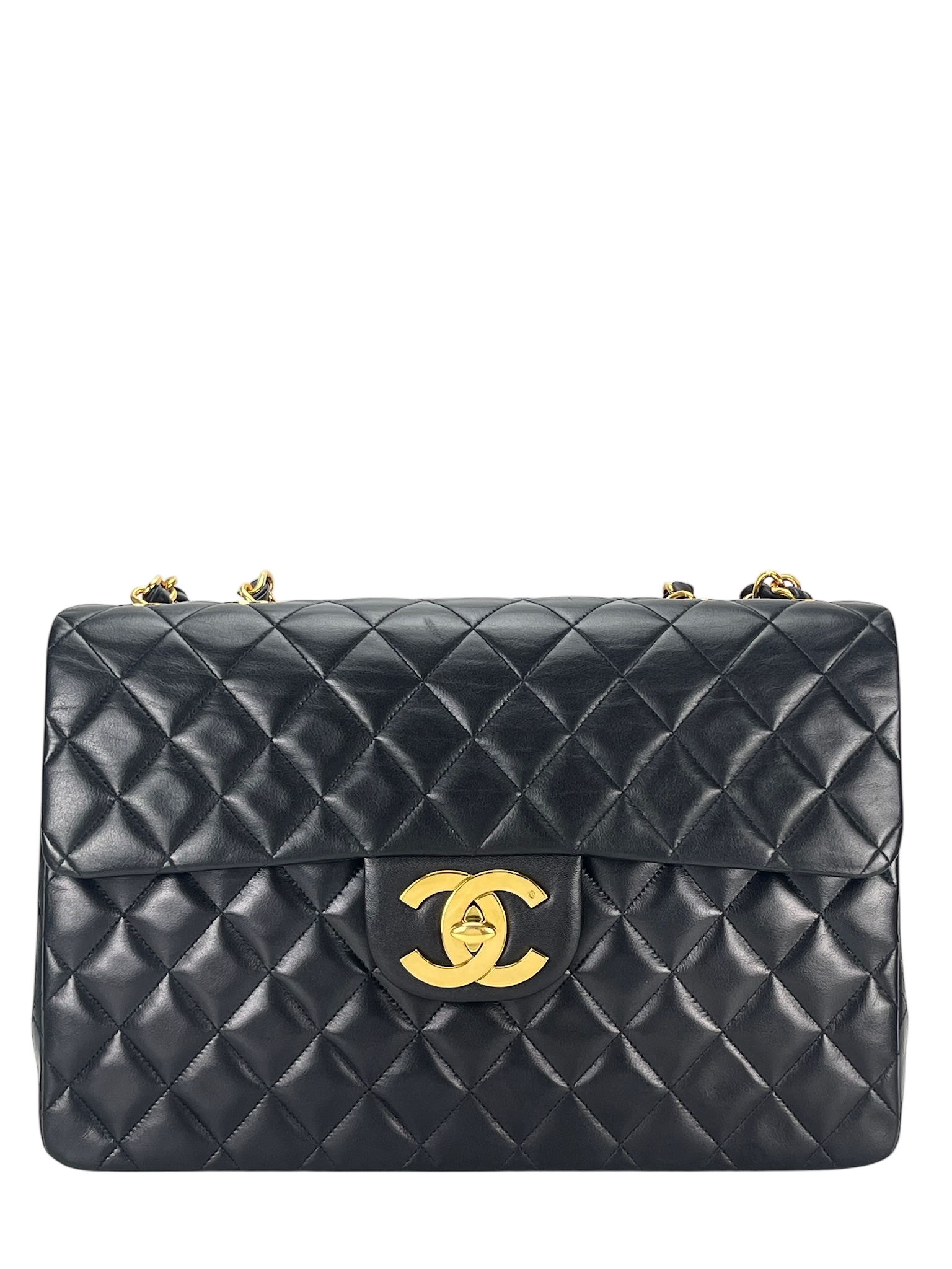 CHANEL - Black Lambskin Jumbo Flap Bag 34
