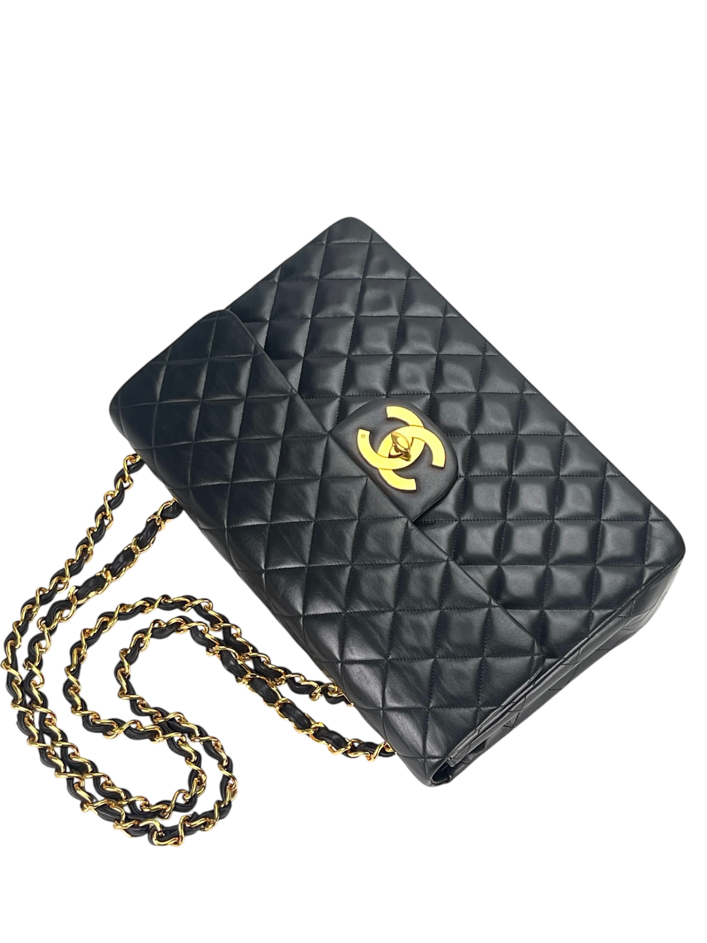CHANEL - Black Lambskin Jumbo Flap Bag 34