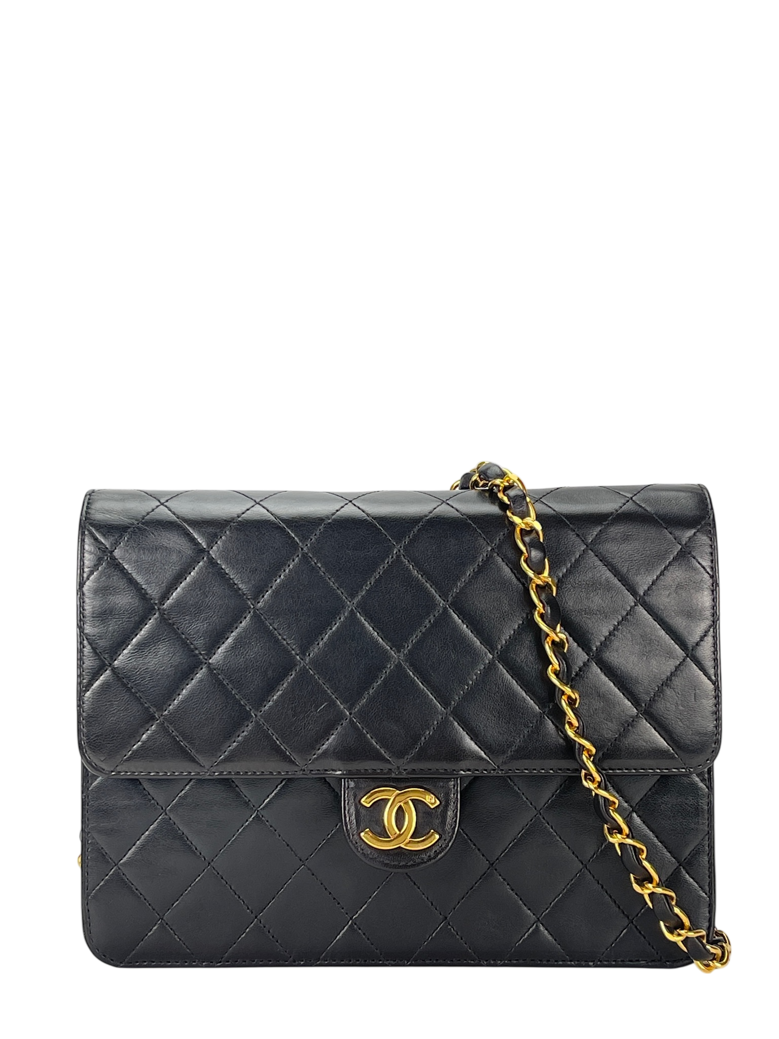 CHANEL - Small Classic Quilted Lambskin Pushlock Single Flap Bag