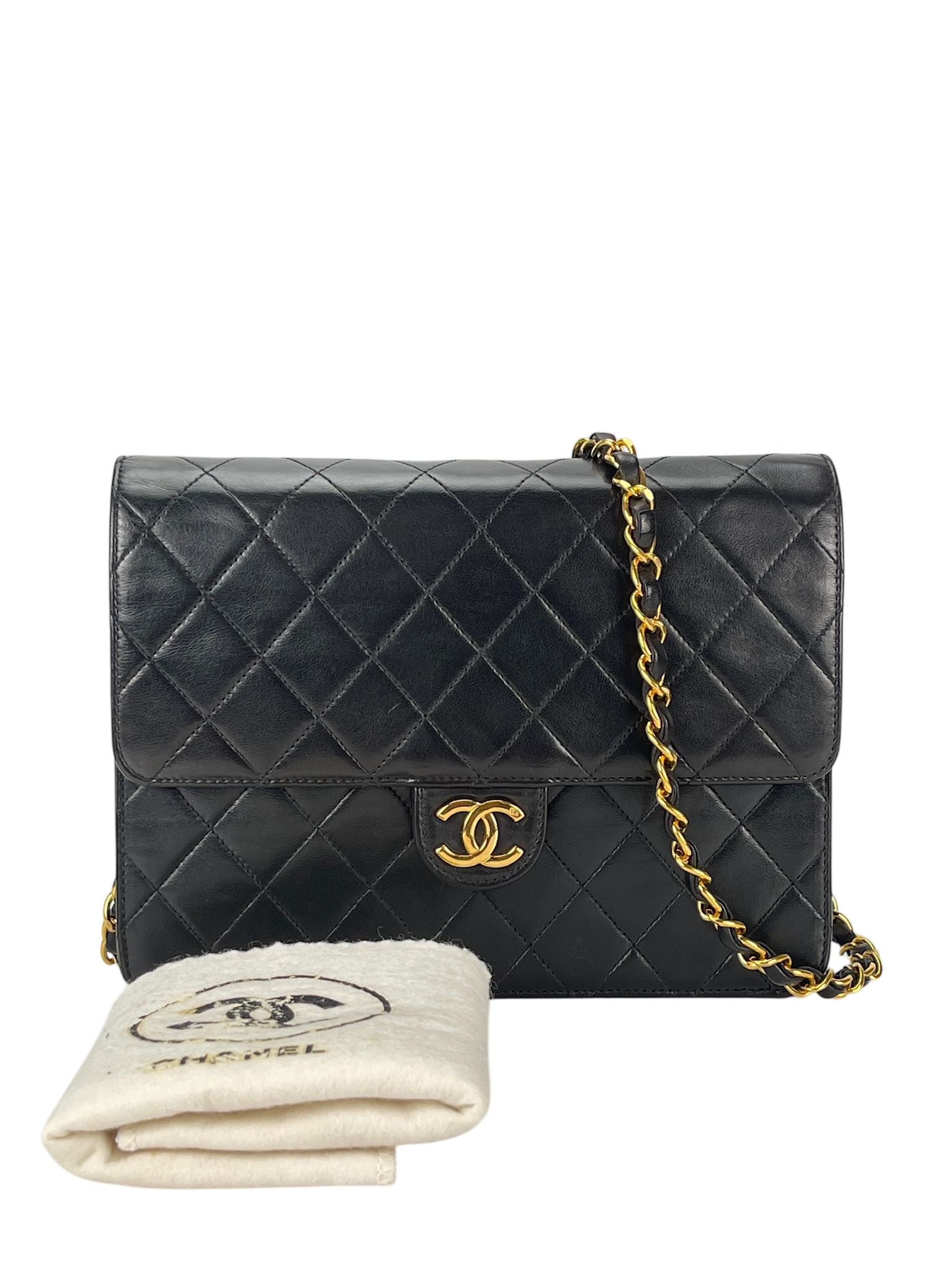 CHANEL - Small Classic Quilted Lambskin Pushlock Single Flap Bag