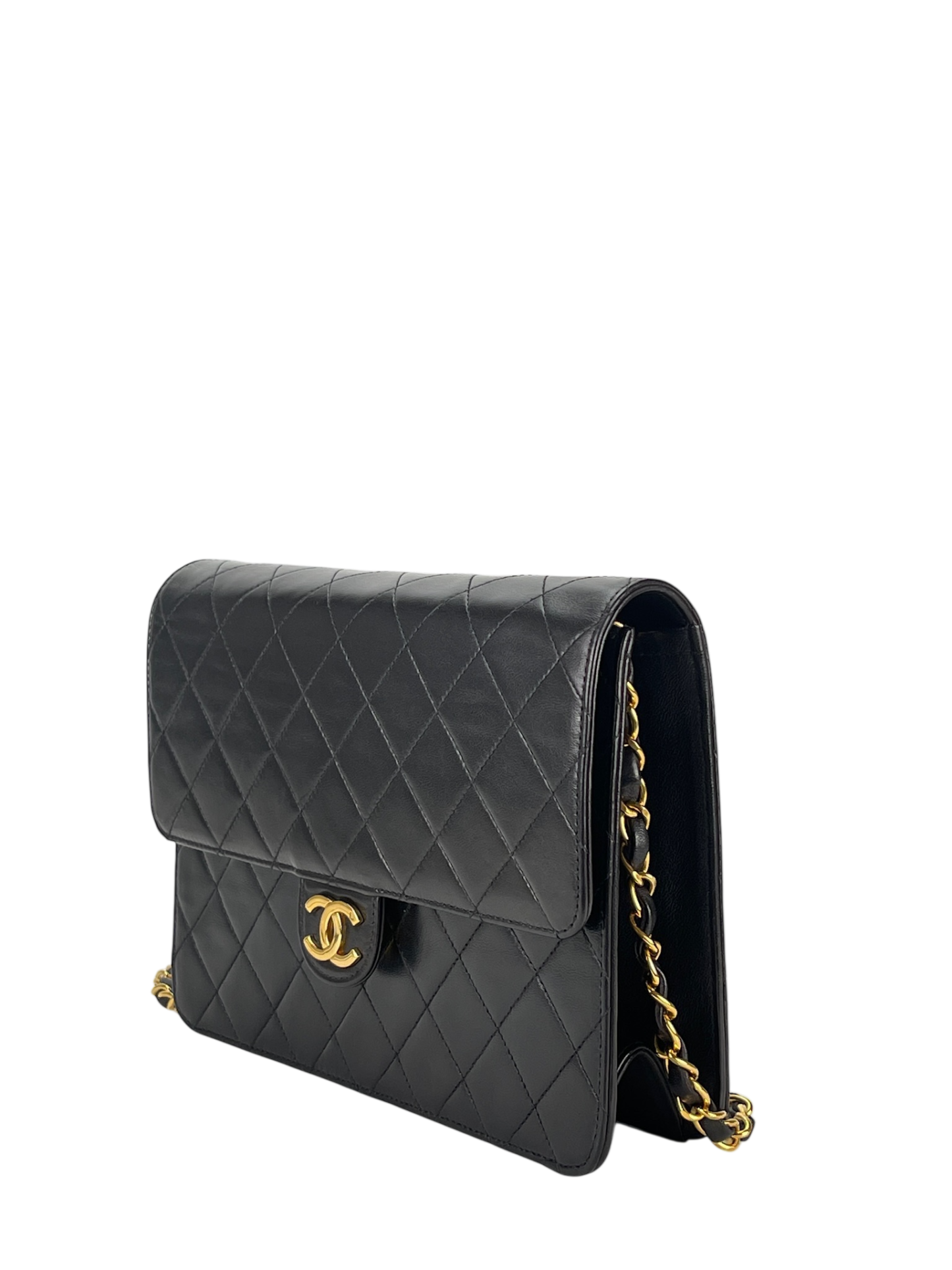 CHANEL - Small Classic Quilted Lambskin Pushlock Single Flap Bag