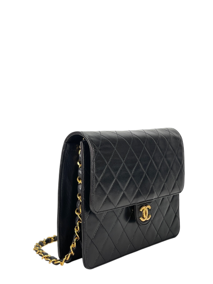 CHANEL - Small Classic Quilted Lambskin Pushlock Single Flap Bag