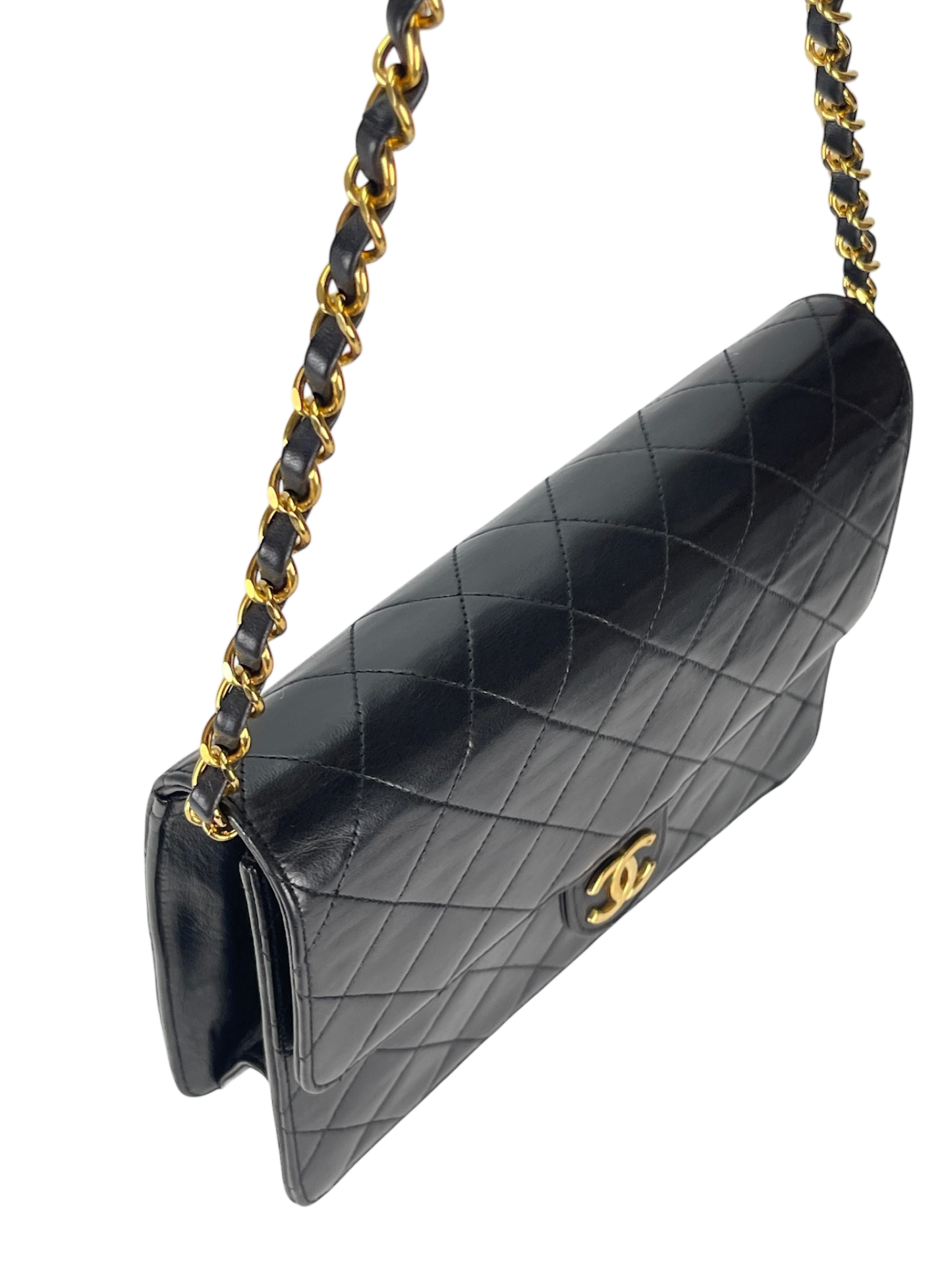 CHANEL - Small Classic Quilted Lambskin Pushlock Single Flap Bag