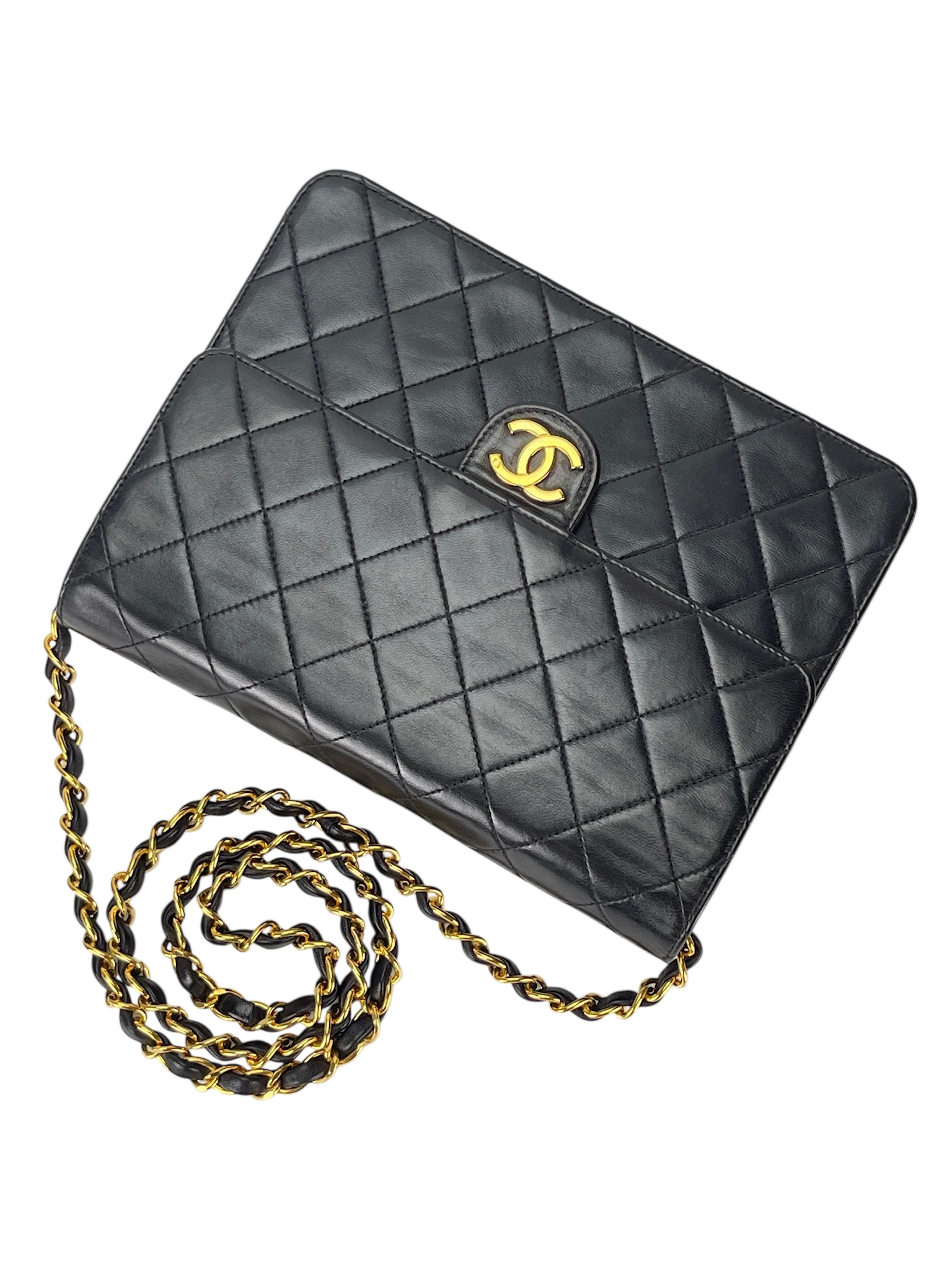CHANEL - Small Classic Quilted Lambskin Pushlock Single Flap Bag