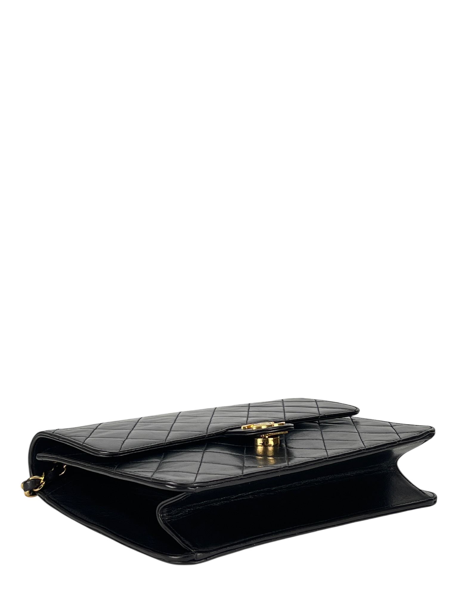 CHANEL - Small Classic Quilted Lambskin Pushlock Single Flap Bag