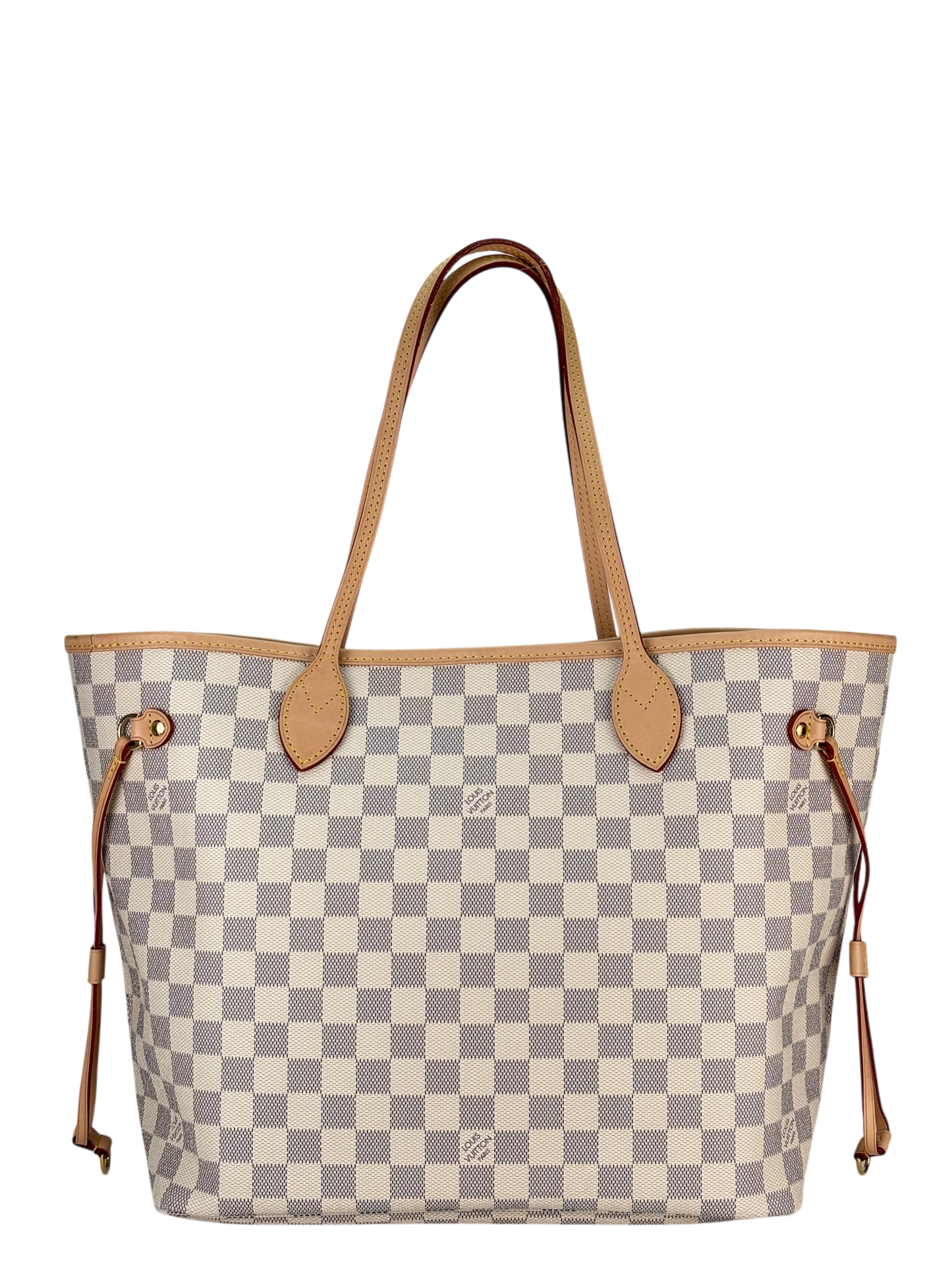 LOUIS VUITTON - White Damier Canvas Neverfull PM Damier Azur Tote Bag