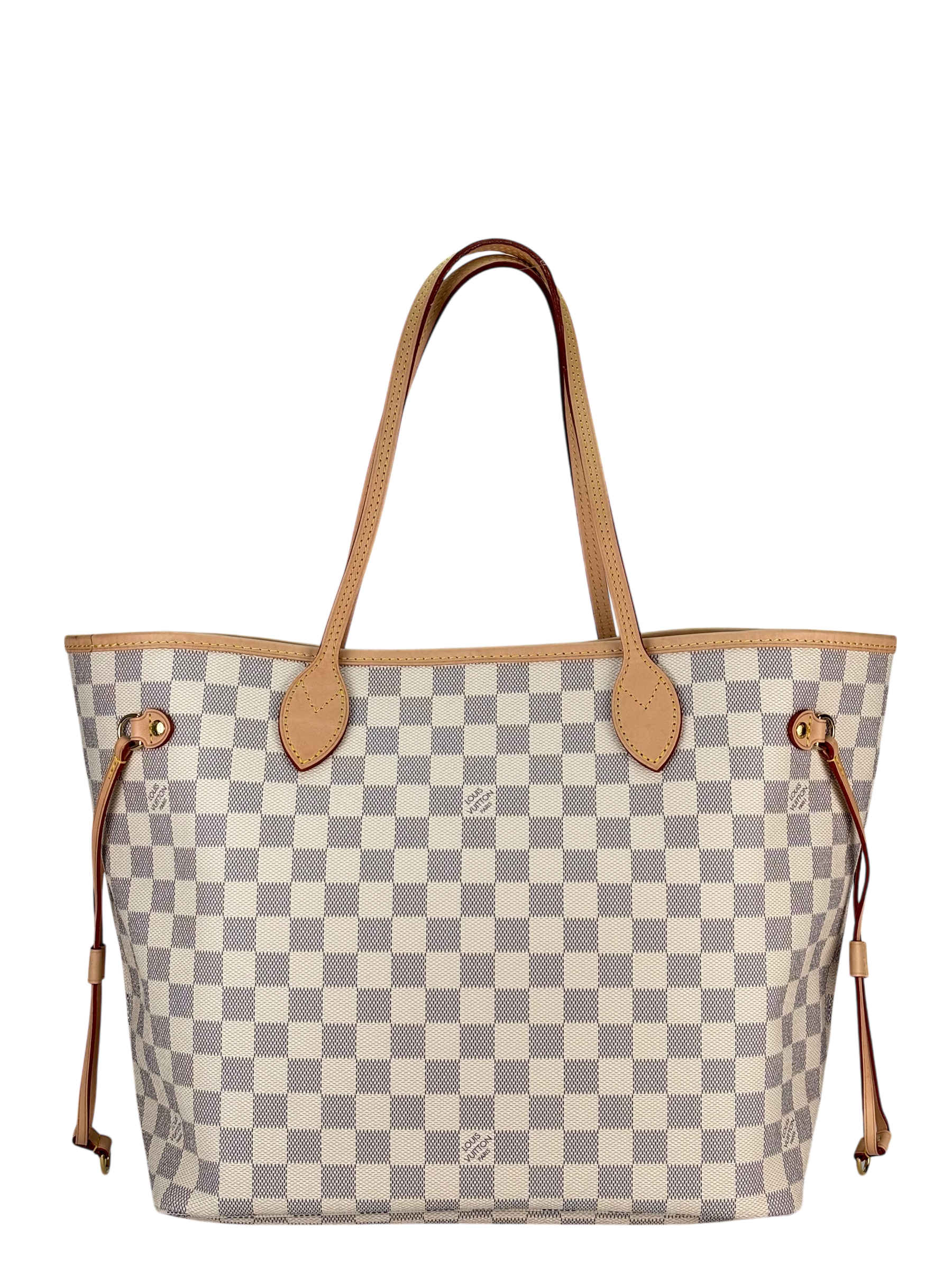 LOUIS VUITTON - White Damier Canvas Neverfull PM Damier Azur Tote Bag