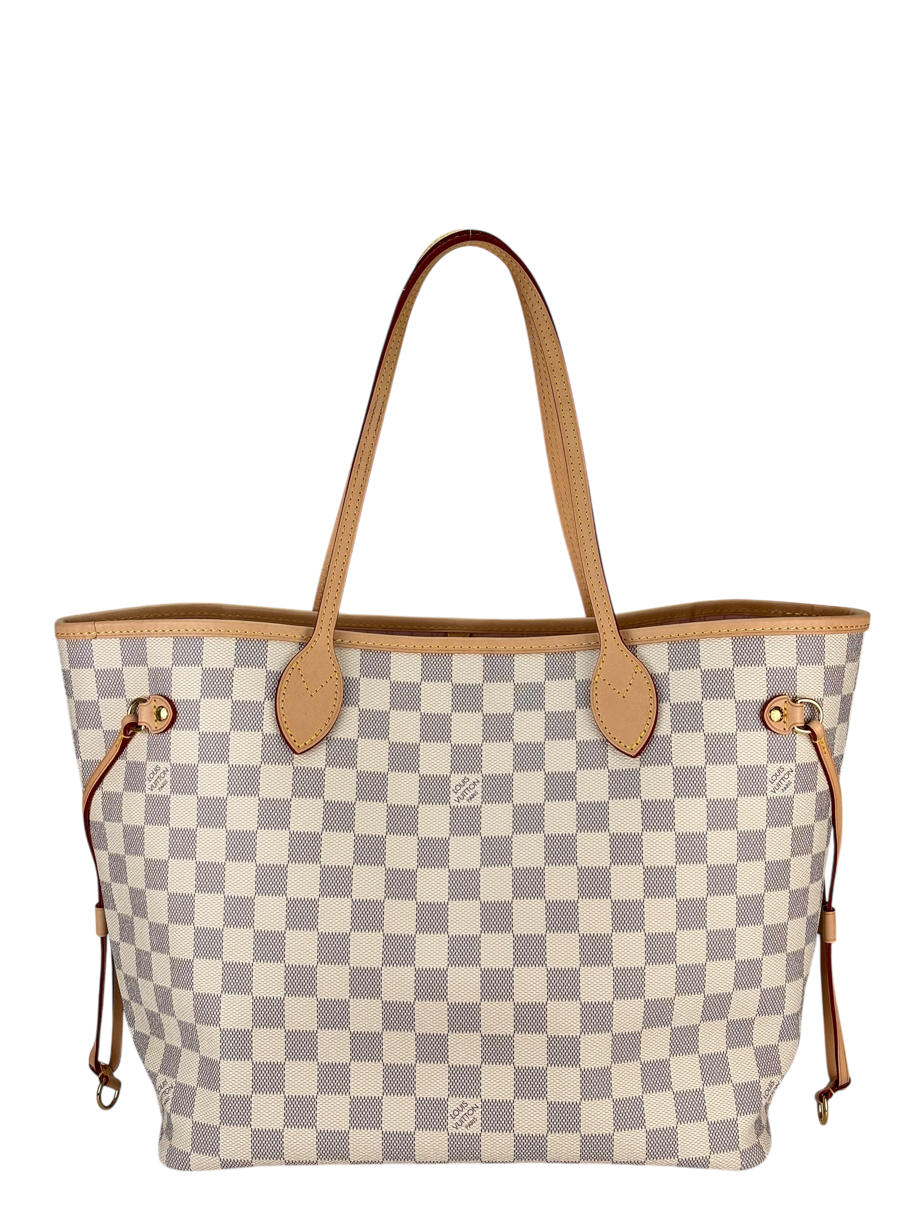 LOUIS VUITTON - White Damier Canvas Neverfull PM Damier Azur Tote Bag