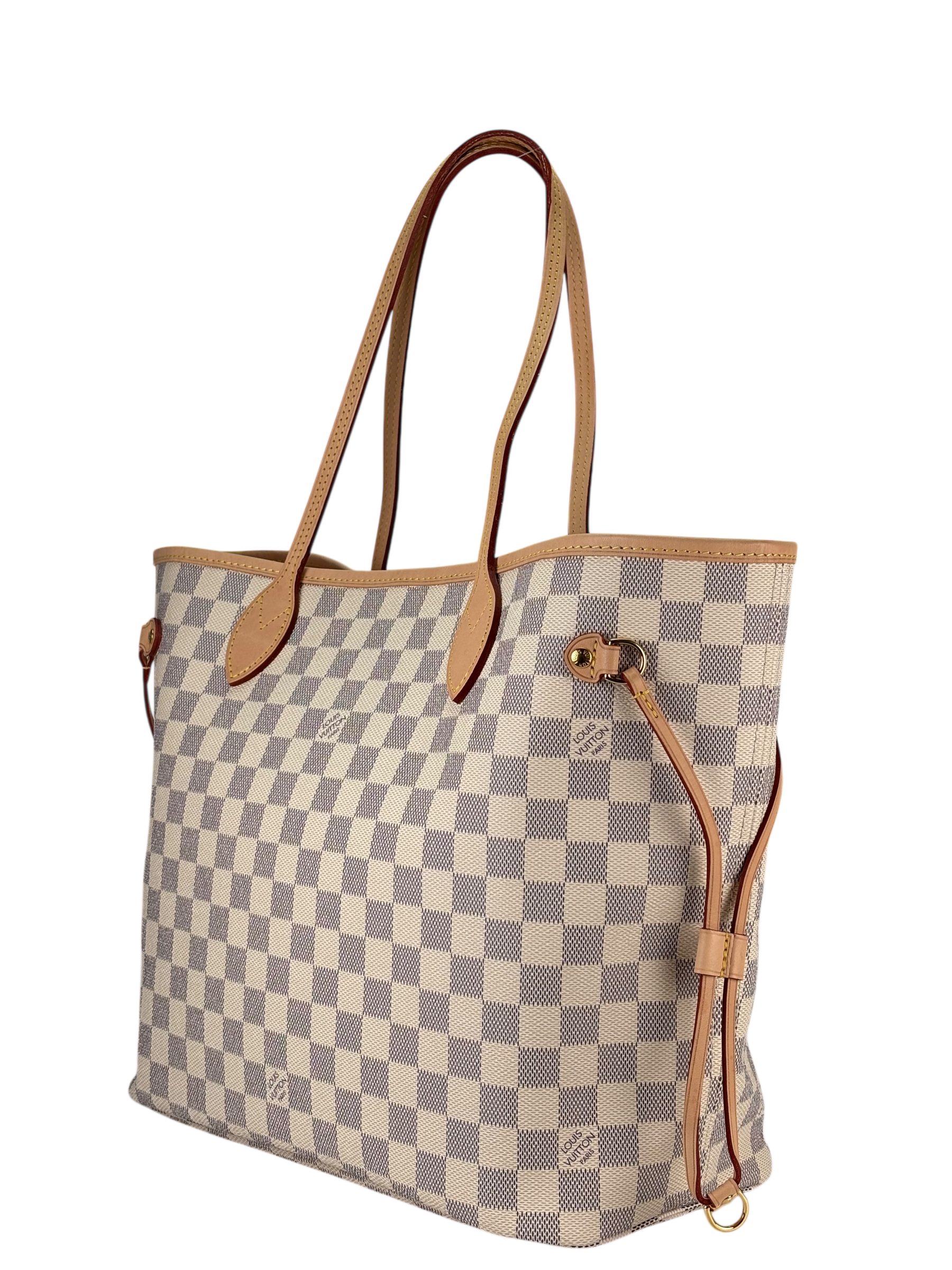 LOUIS VUITTON - White Damier Canvas Neverfull PM Damier Azur Tote Bag