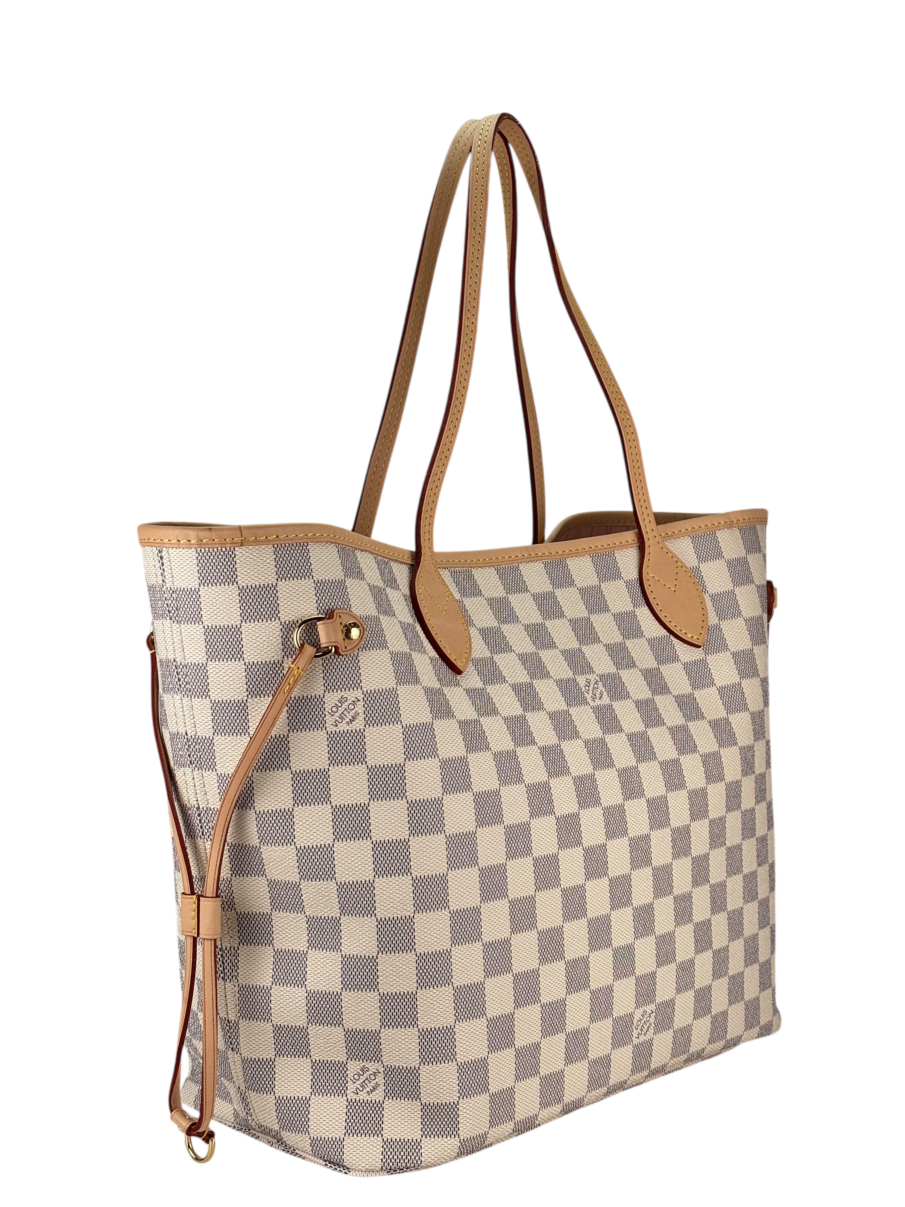 LOUIS VUITTON - White Damier Canvas Neverfull PM Damier Azur Tote Bag