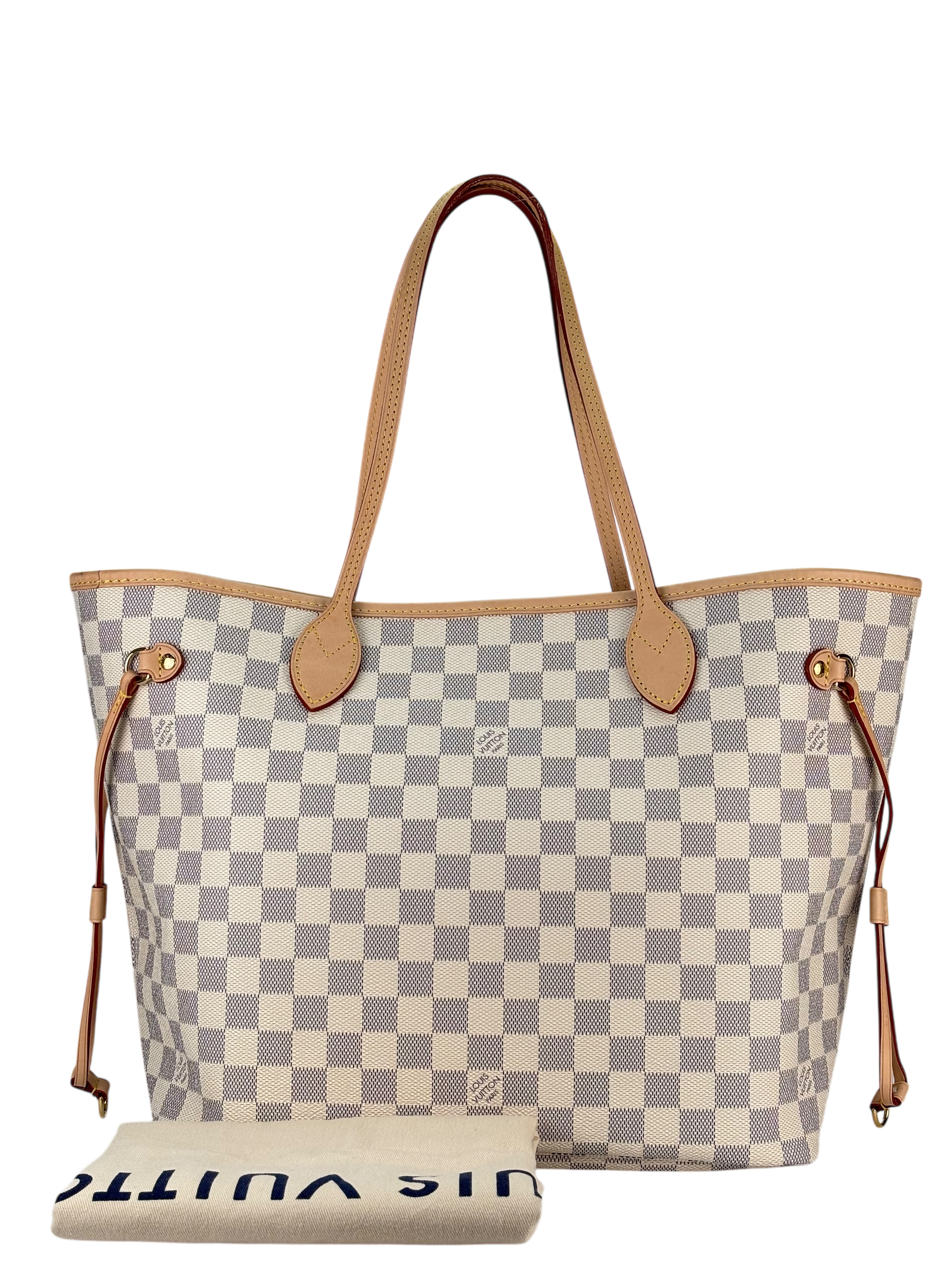 LOUIS VUITTON - White Damier Canvas Neverfull PM Damier Azur Tote Bag