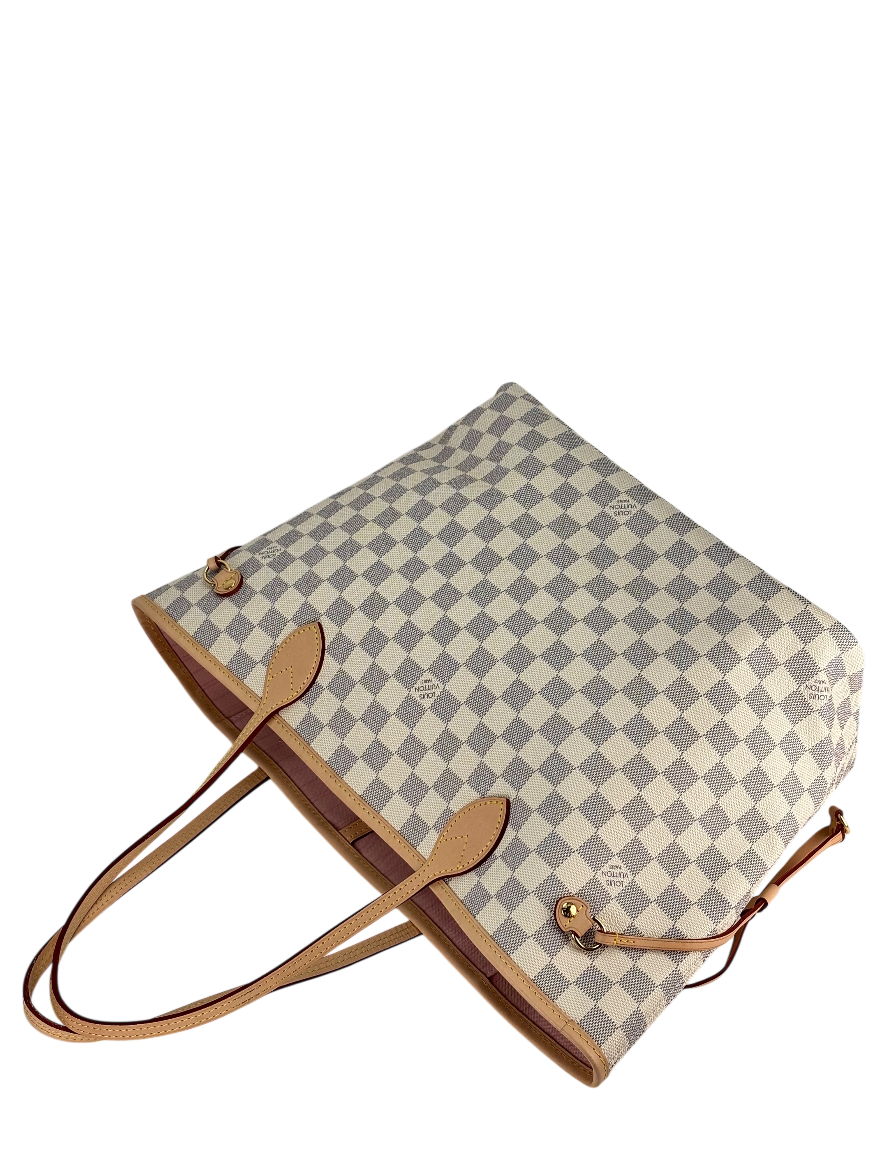 LOUIS VUITTON - White Damier Canvas Neverfull PM Damier Azur Tote Bag