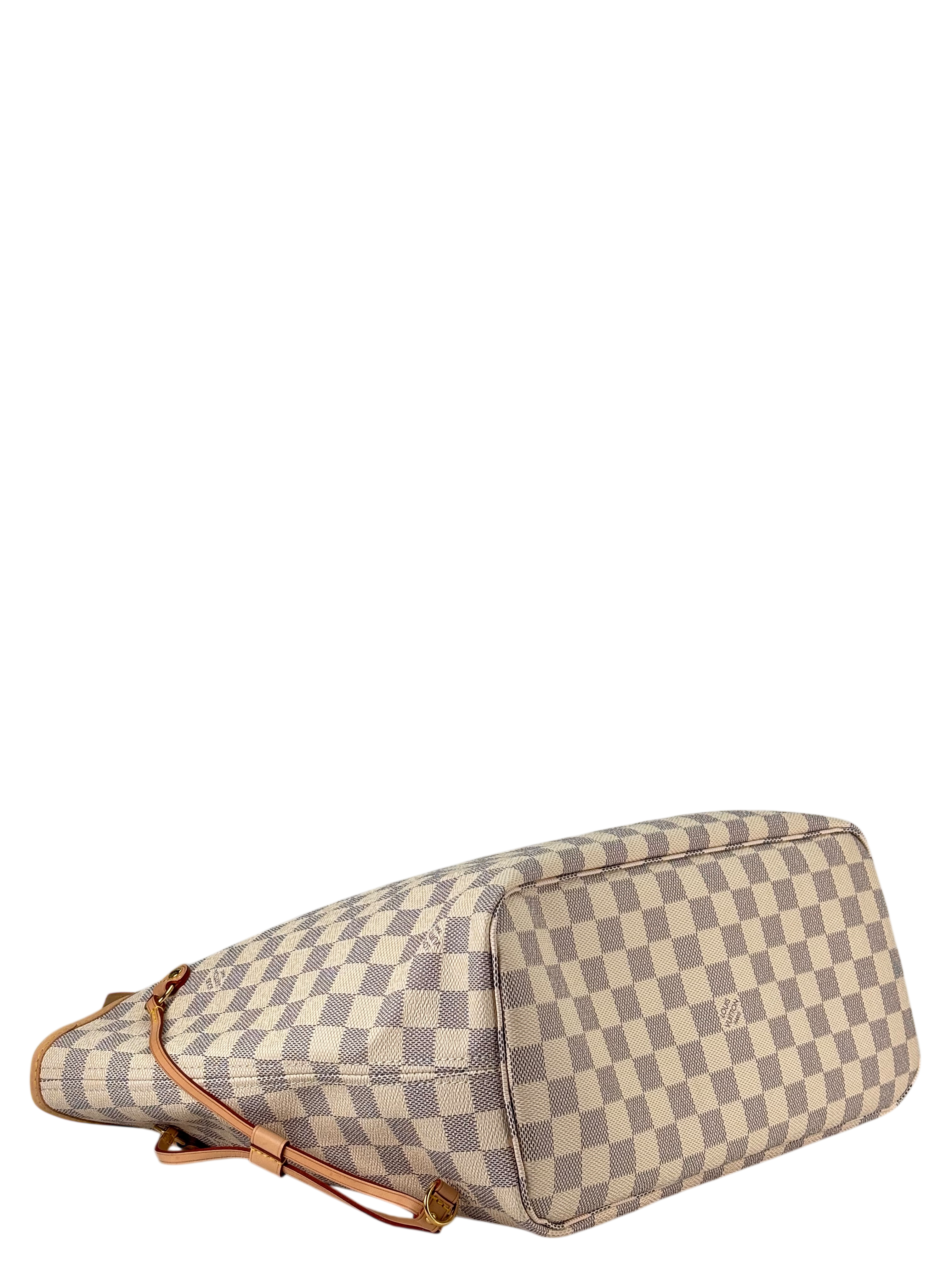 LOUIS VUITTON - White Damier Canvas Neverfull PM Damier Azur Tote Bag