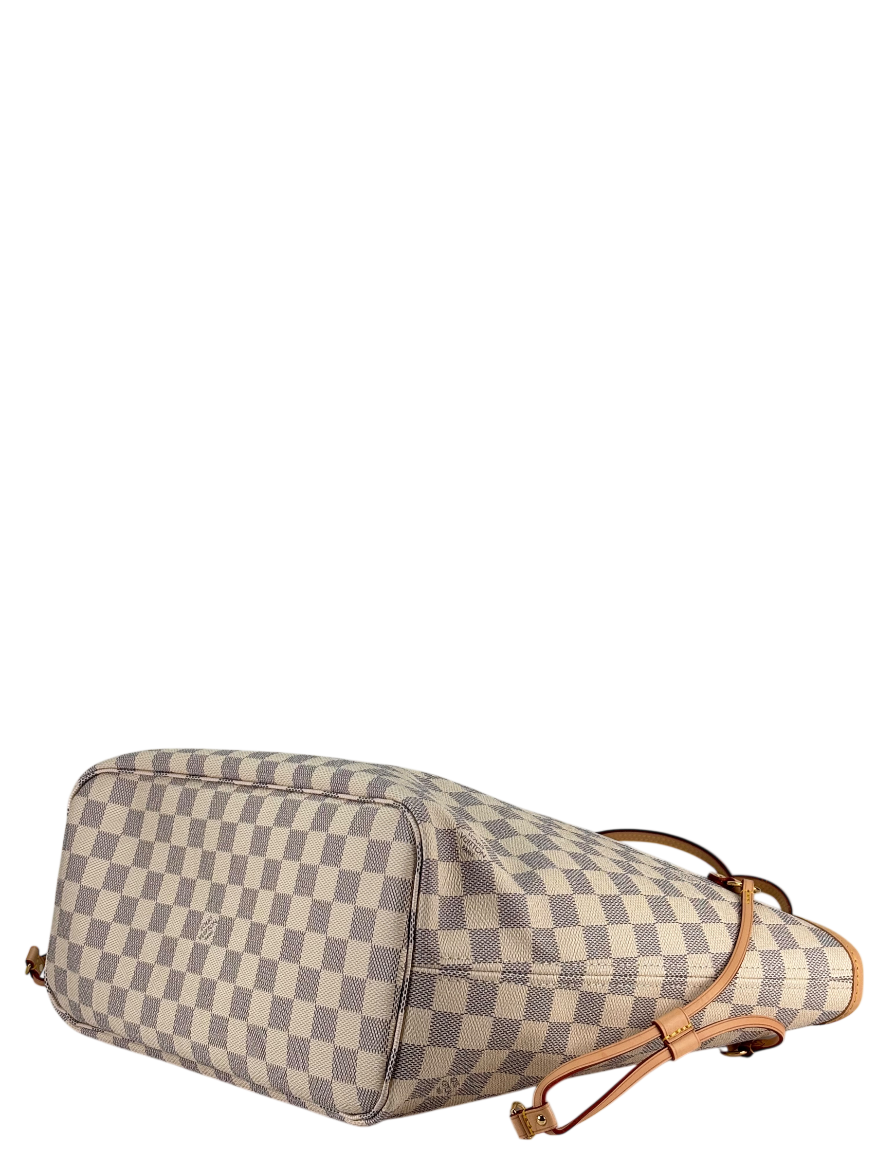 LOUIS VUITTON - White Damier Canvas Neverfull PM Damier Azur Tote Bag