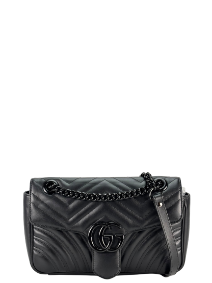 GUCCI - Black GG Marmont Medium Matelasse Shoulder Bag 
