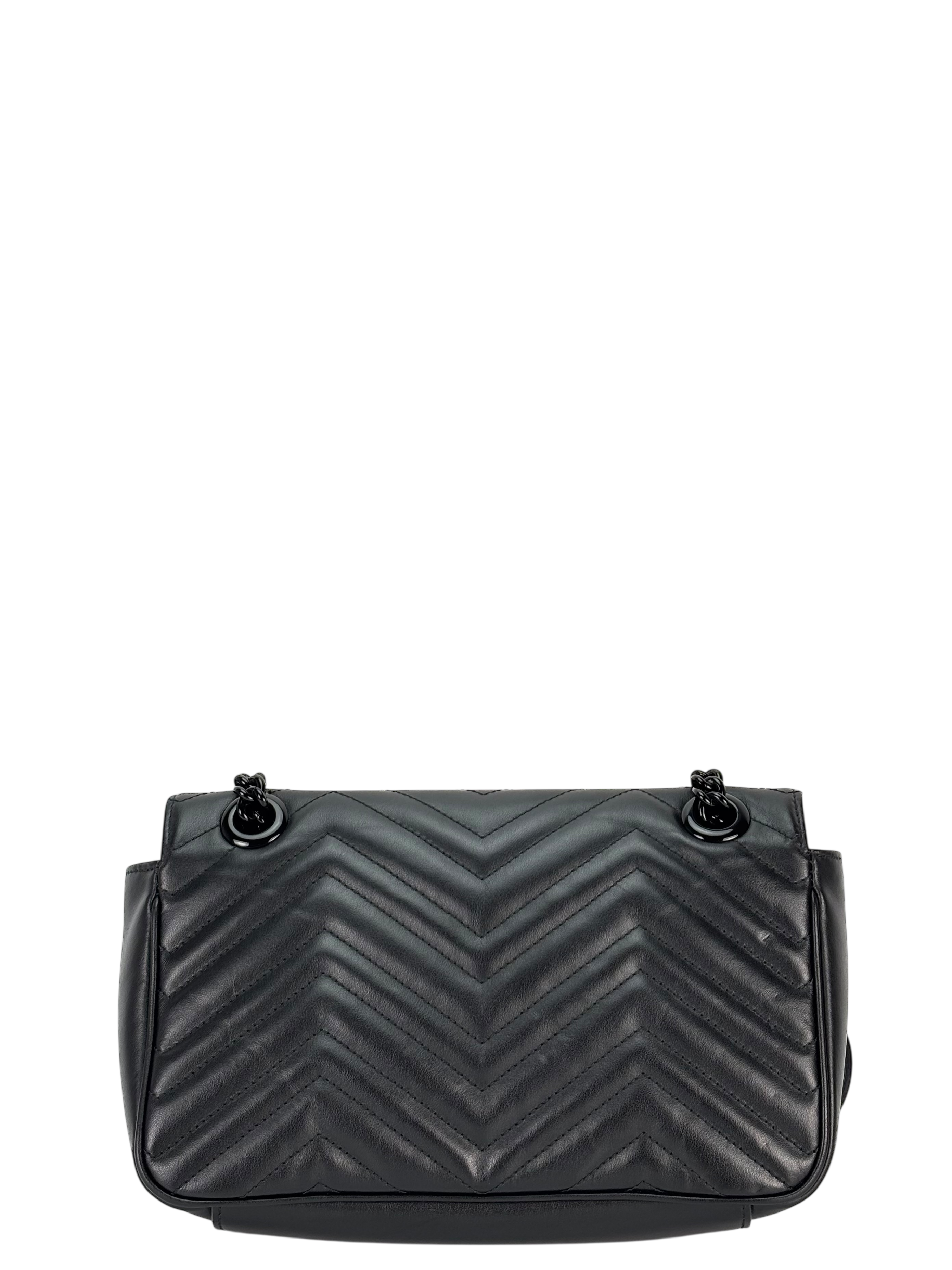 GUCCI - Black GG Marmont Medium Matelasse Shoulder Bag 
