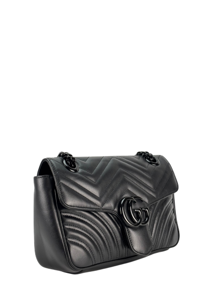 GUCCI - Black GG Marmont Medium Matelasse Shoulder Bag 
