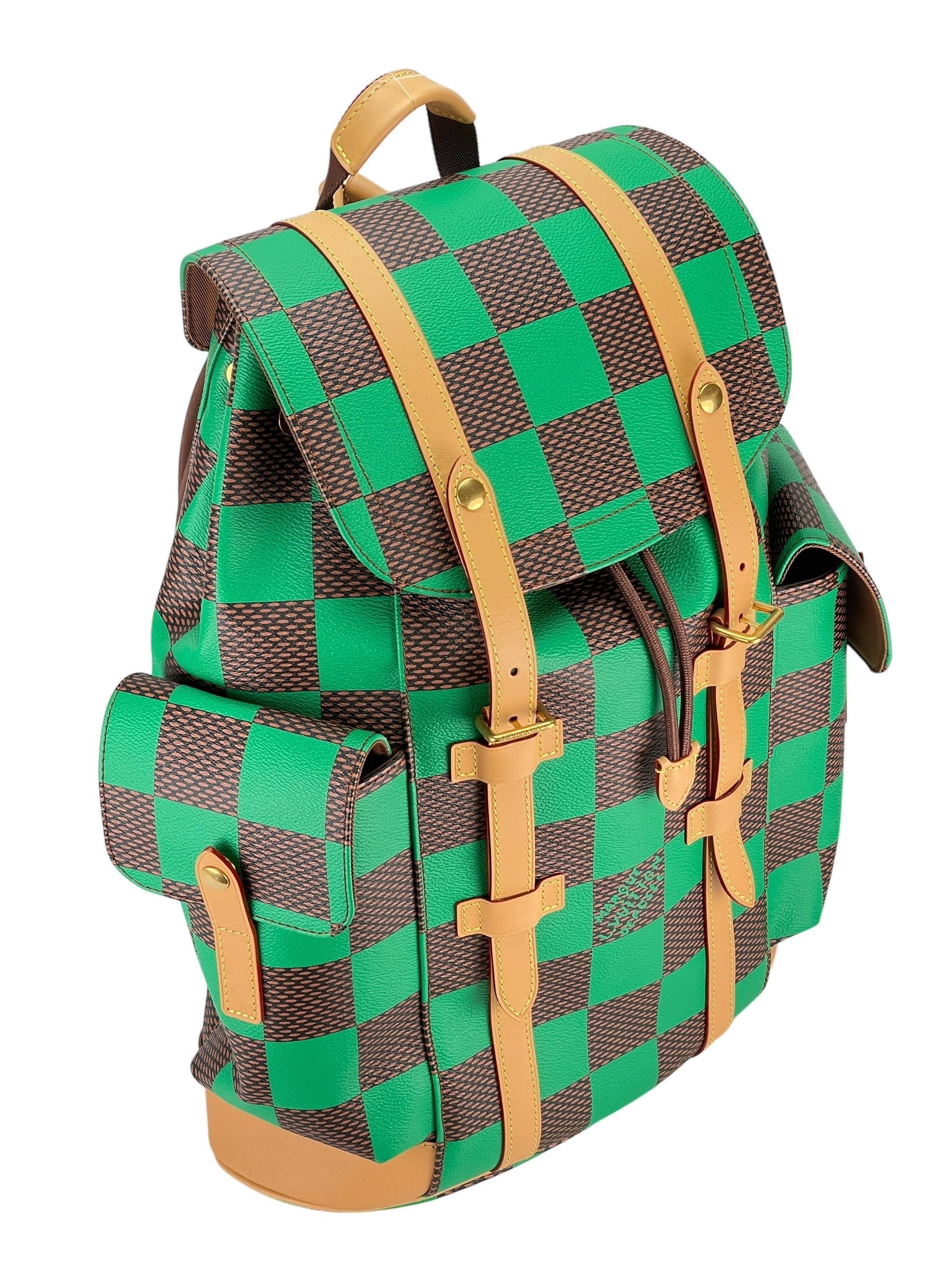 LOUIS VUITTON - Green Damier Christopher MM Backpack