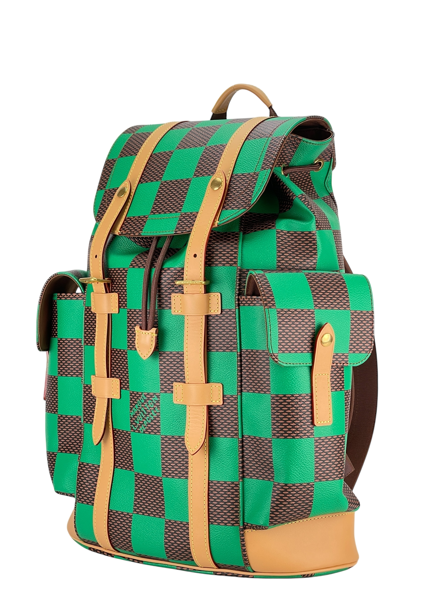 LOUIS VUITTON - Green Damier Christopher MM Backpack