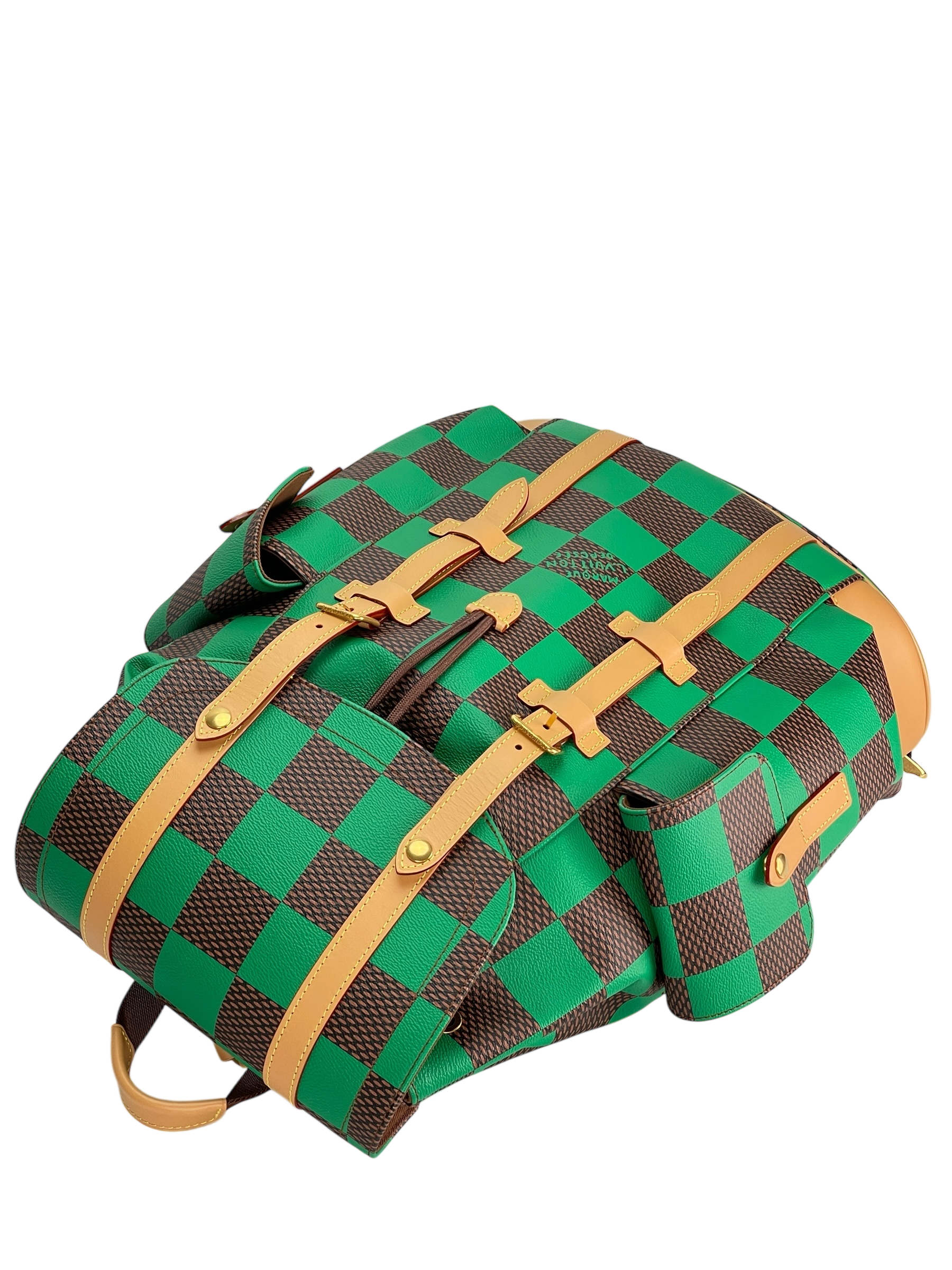 LOUIS VUITTON - Green Damier Christopher MM Backpack