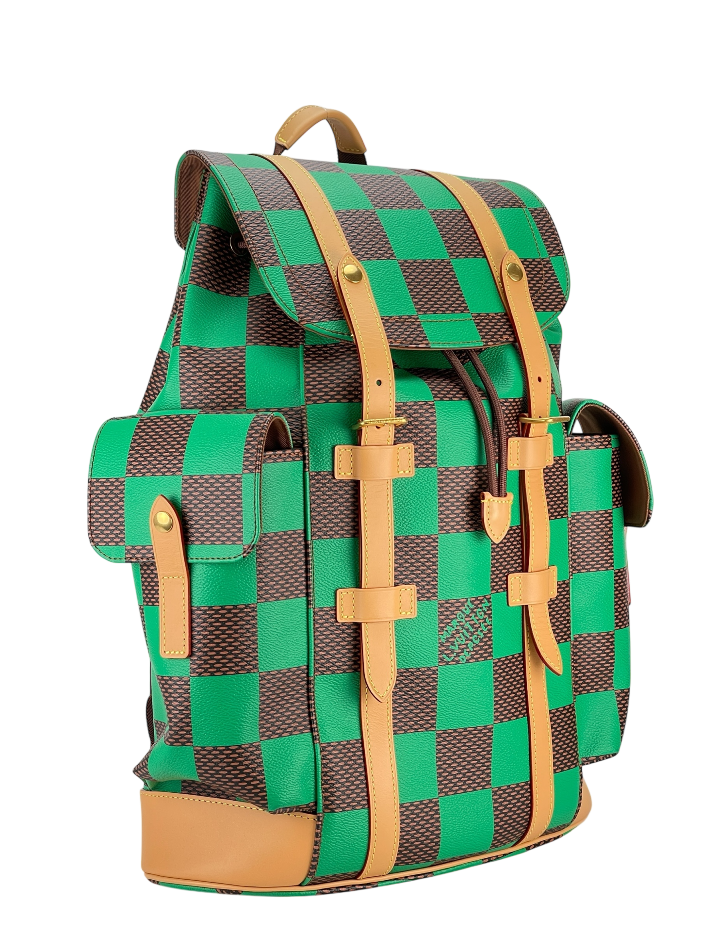 LOUIS VUITTON - Green Damier Christopher MM Backpack