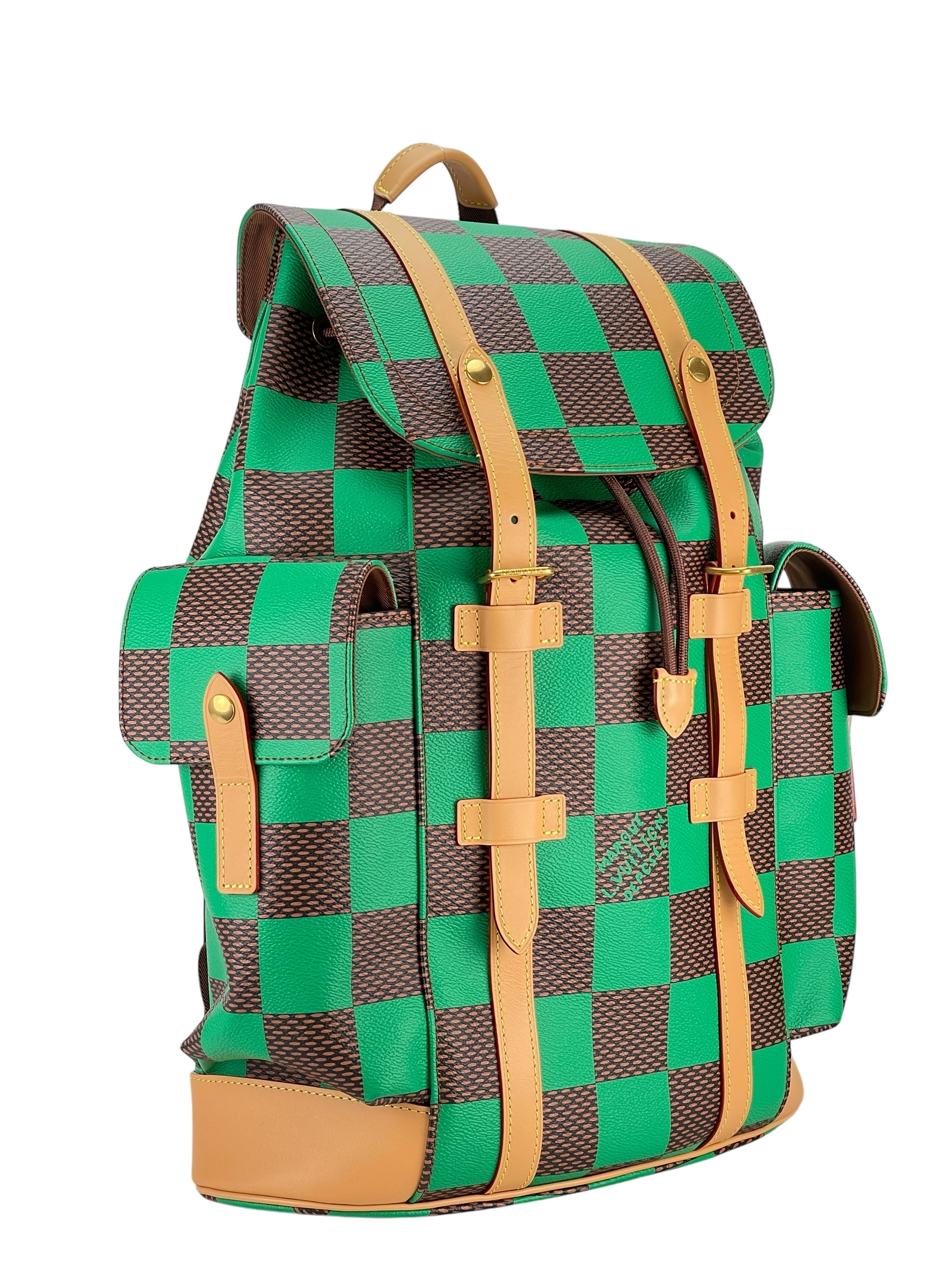 LOUIS VUITTON - Green Damier Christopher MM Backpack