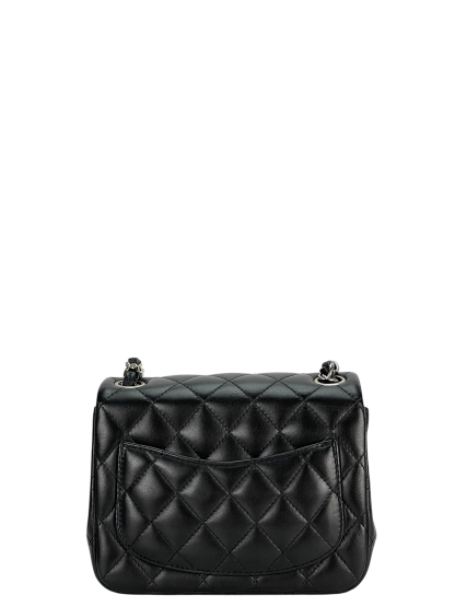 CHANEL - Black Quilted Lambskin Mini Square Classic Flap Bag