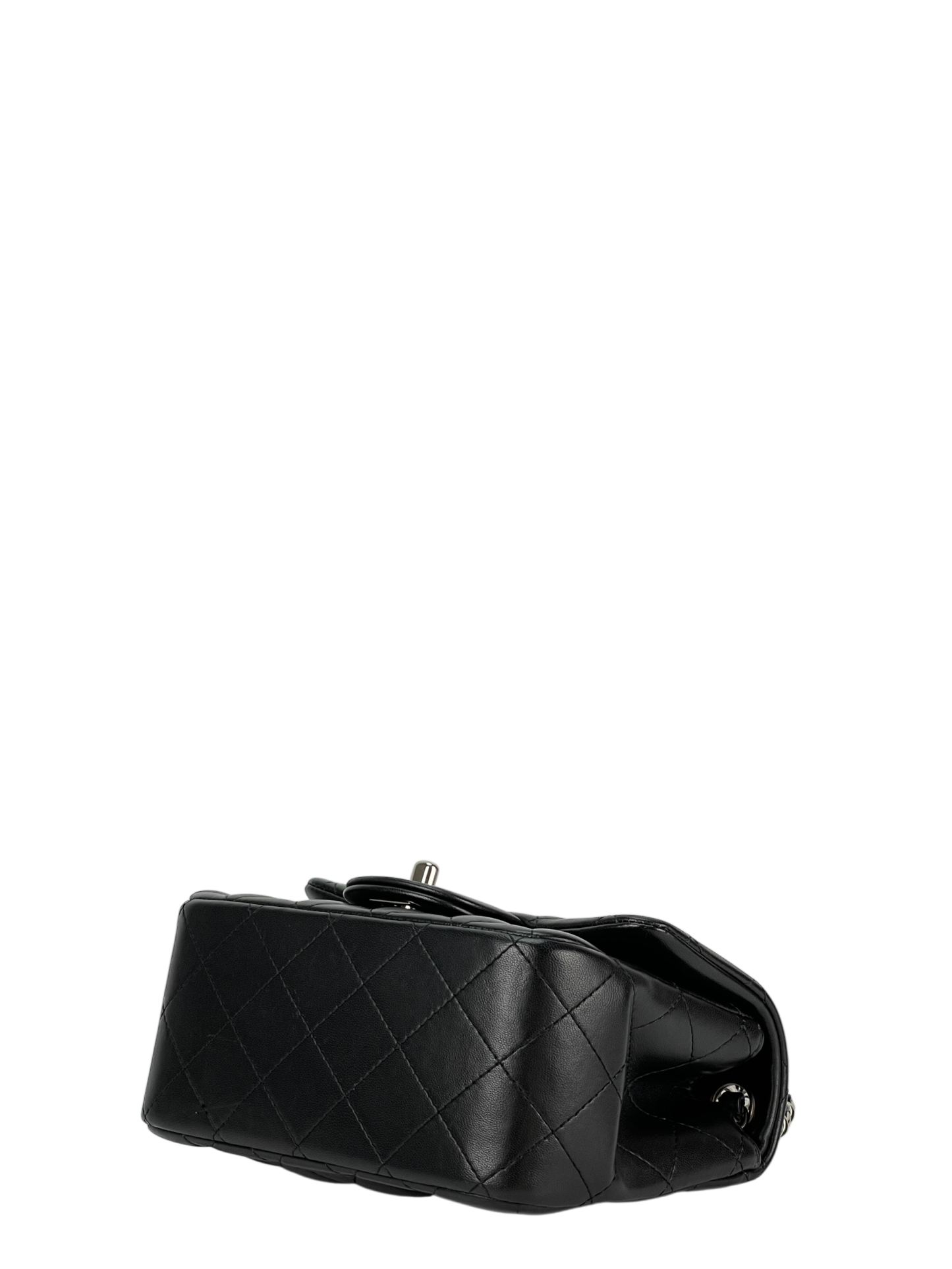 CHANEL - Black Quilted Lambskin Mini Square Classic Flap Bag