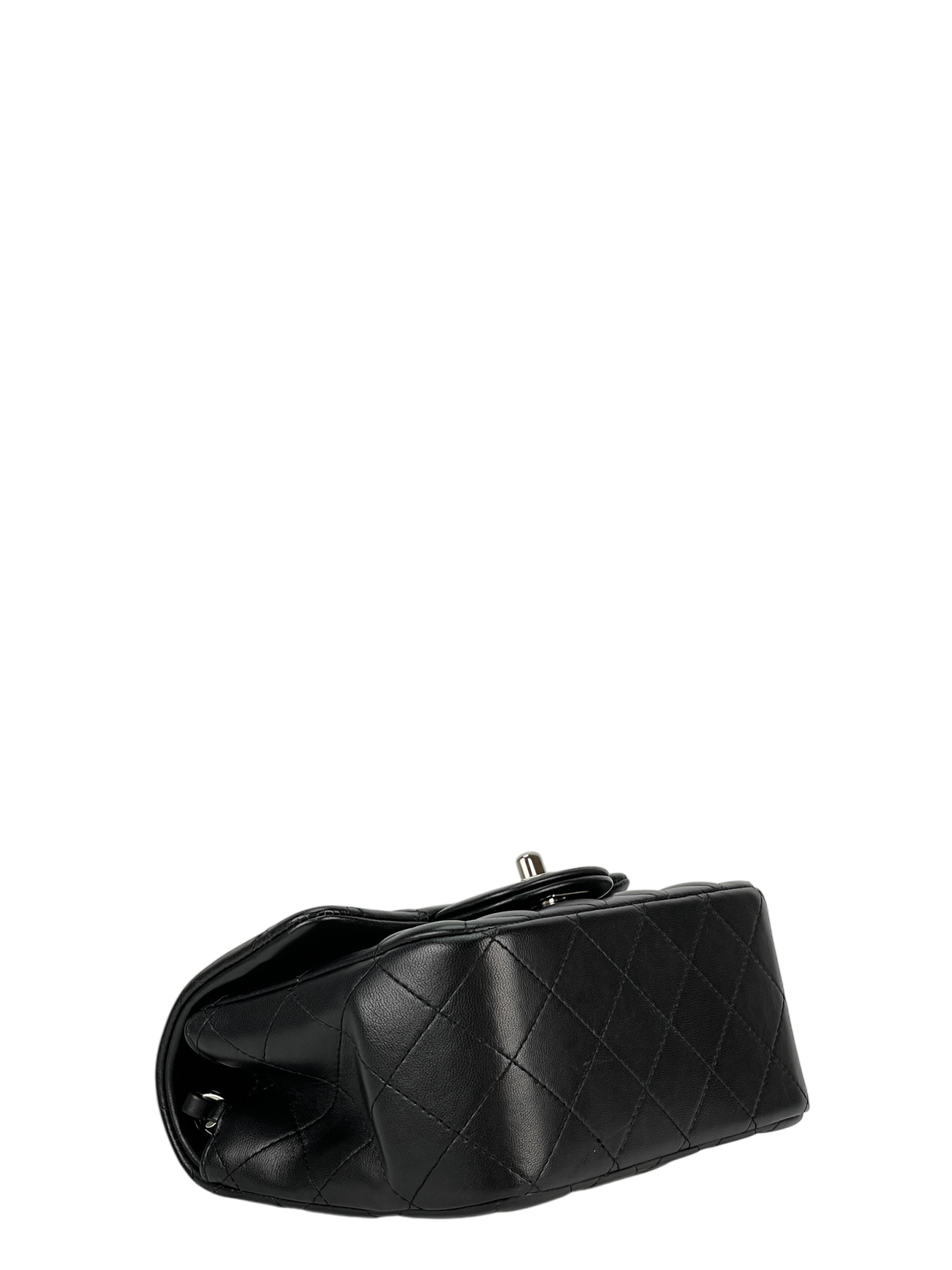CHANEL - Black Quilted Lambskin Mini Square Classic Flap Bag