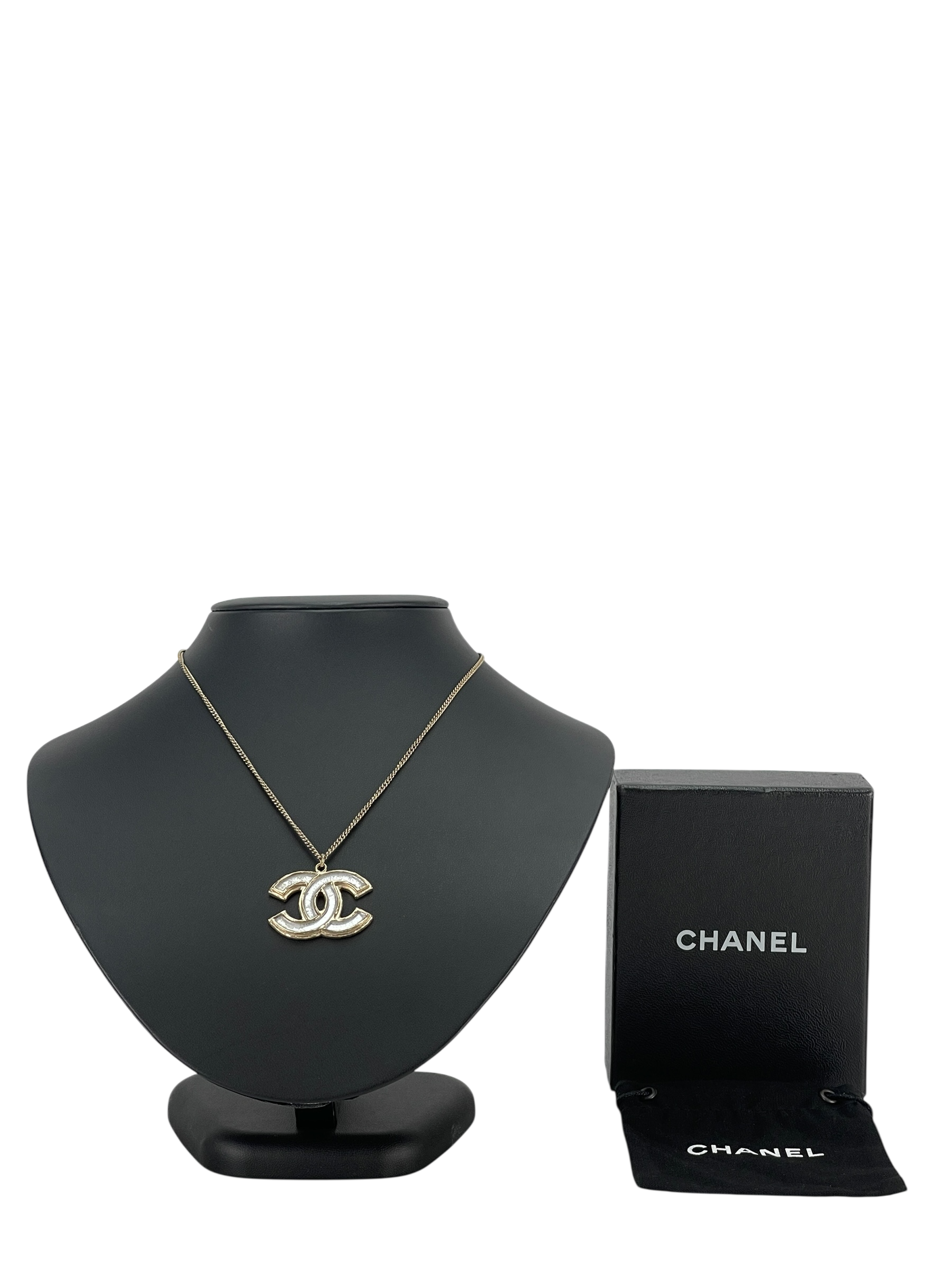 CHANEL - 12A Coco Mark Pendant Gold Silver Two Step Adjustment  Necklace