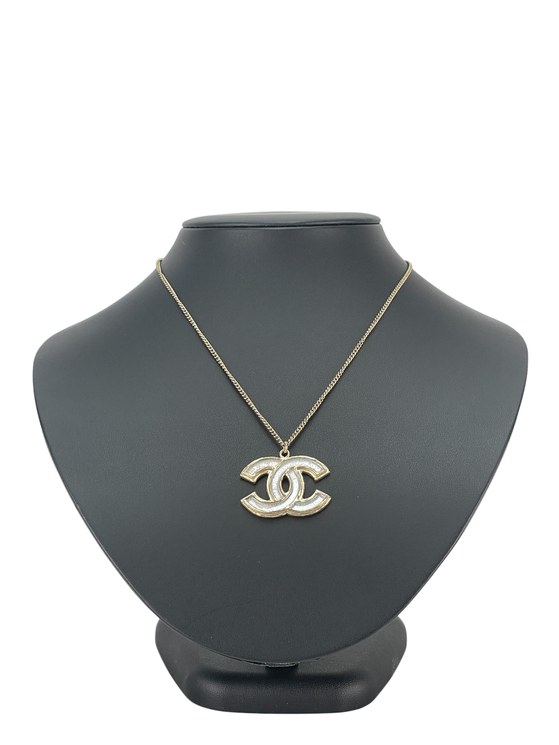 CHANEL - 12A Coco Mark Pendant Gold Silver Two Step Adjustment  Necklace