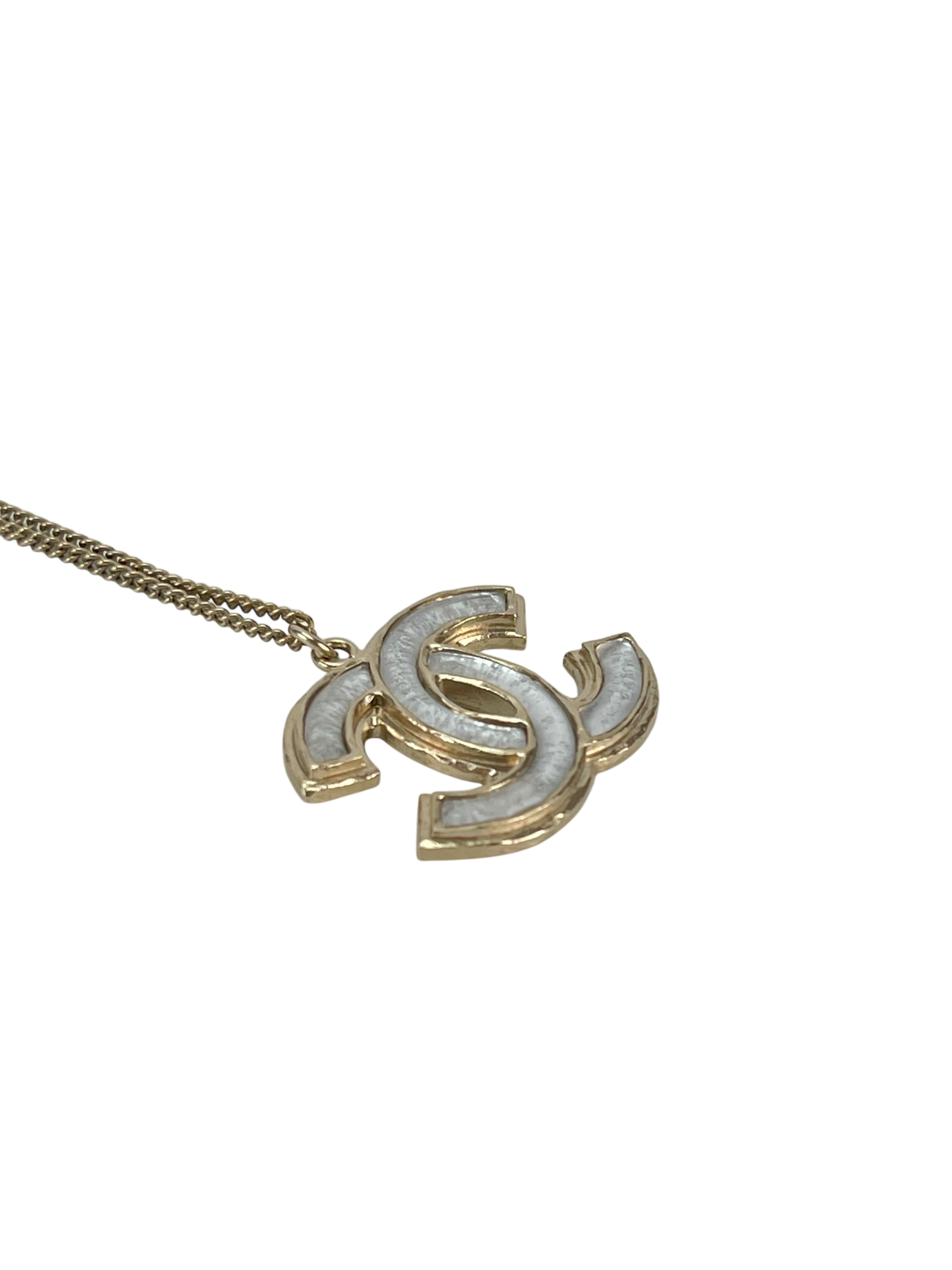 CHANEL - 12A Coco Mark Pendant Gold Silver Two Step Adjustment  Necklace