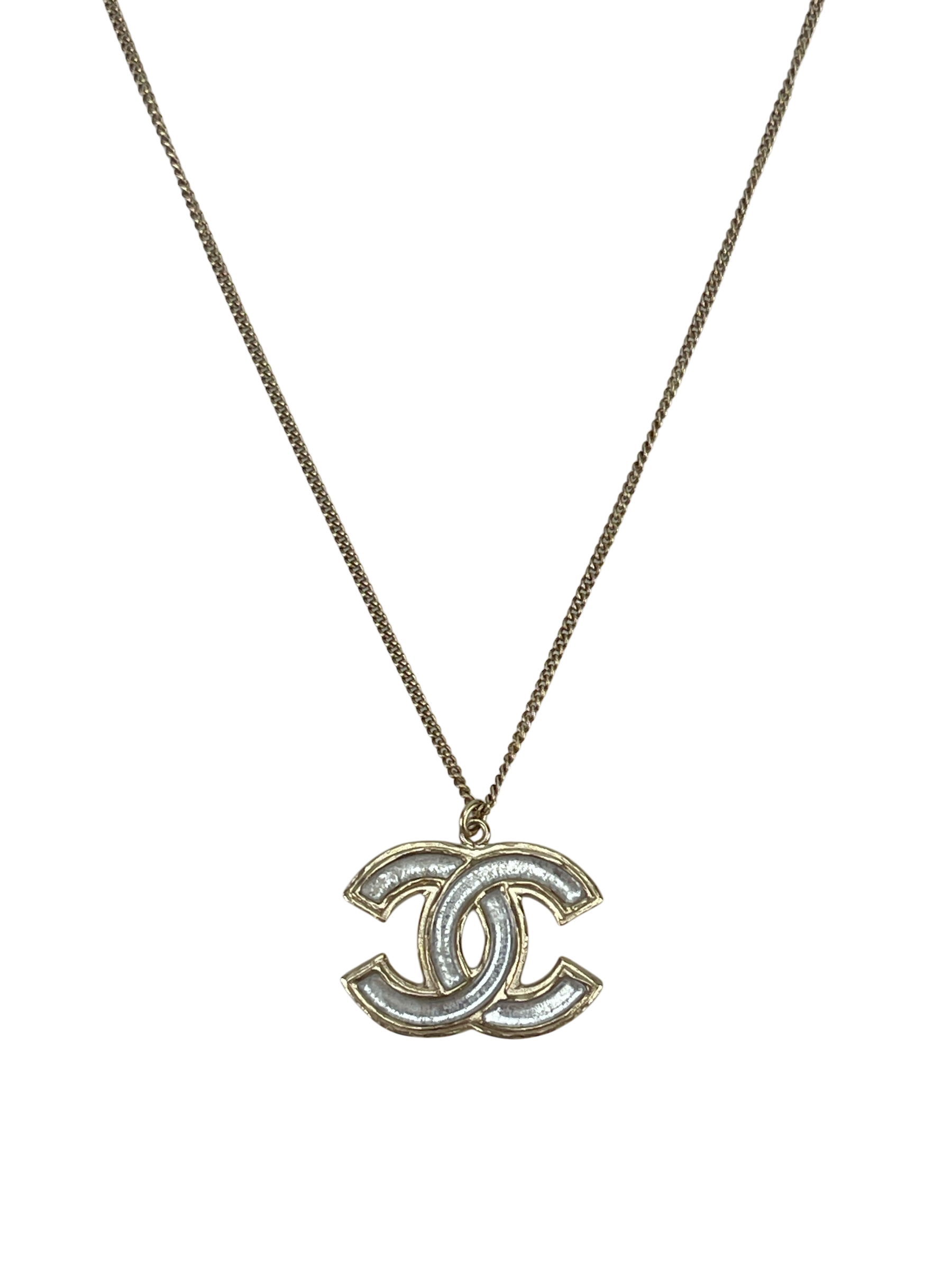 CHANEL - 12A Coco Mark Pendant Gold Silver Two Step Adjustment  Necklace