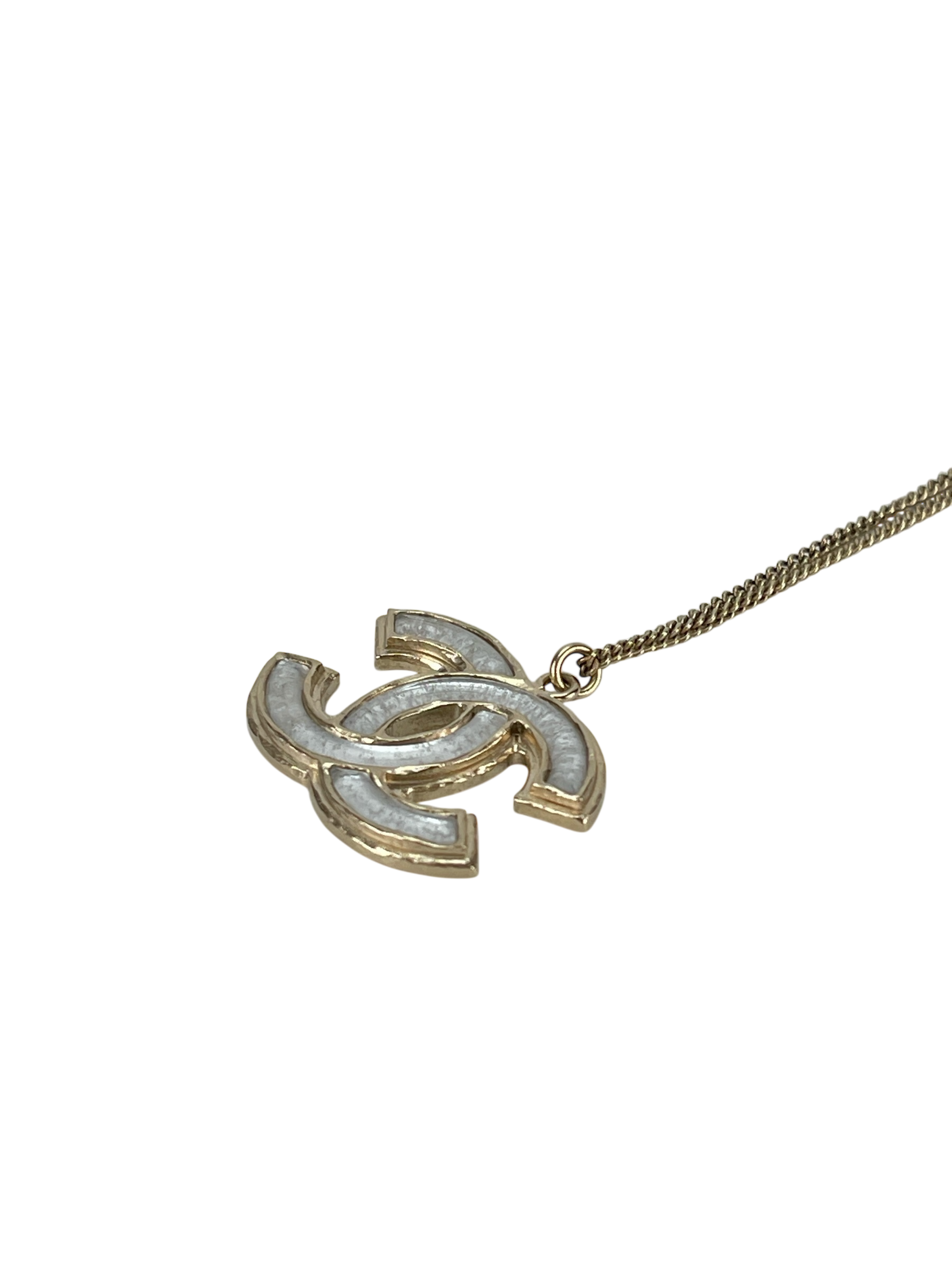 CHANEL - 12A Coco Mark Pendant Gold Silver Two Step Adjustment  Necklace