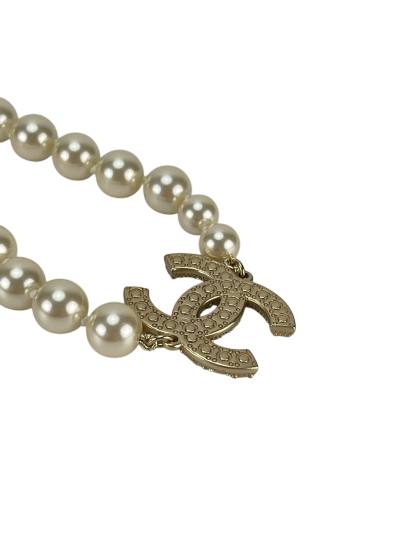CHANEL - 21B Coco Mark Gold Pearl Short Necklace