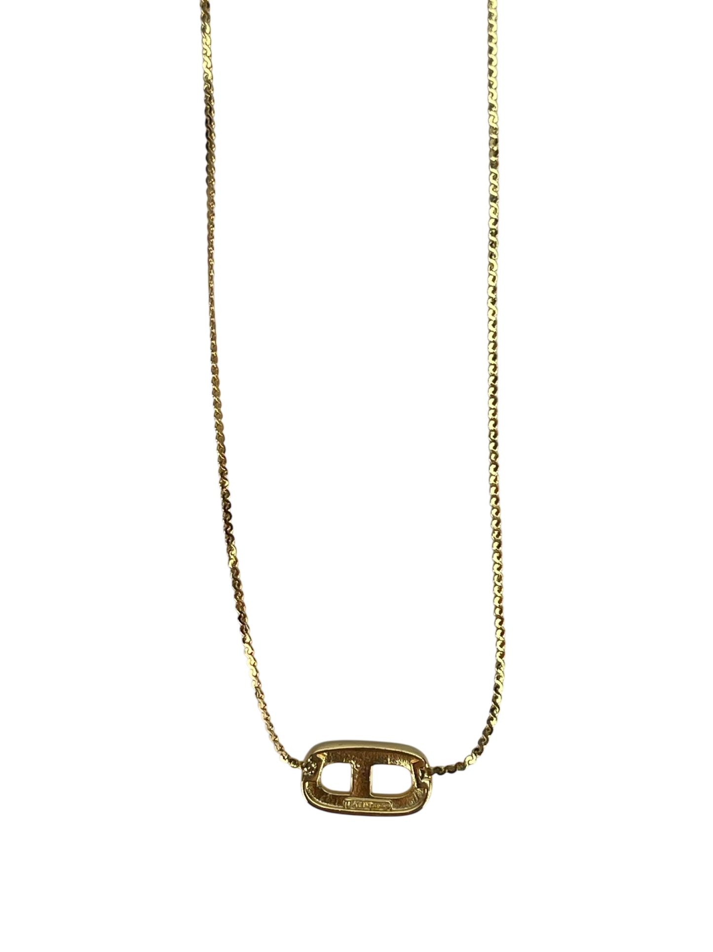 CHRISTIAN DIOR - Gold Rhinestone CD Logo Necklace