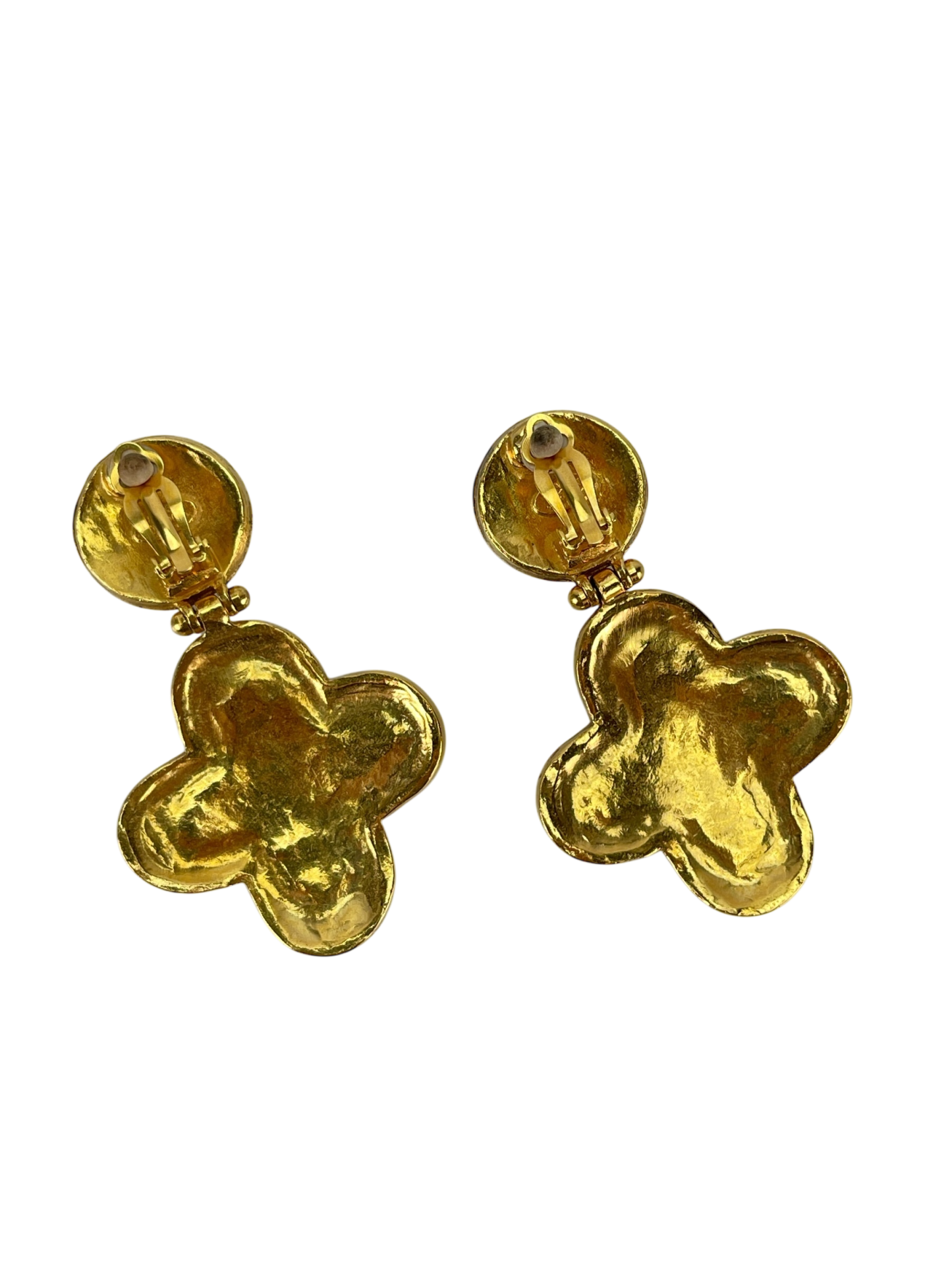 CHANEL - Gold  Gripoix Logo Clip On Vintage Earrings