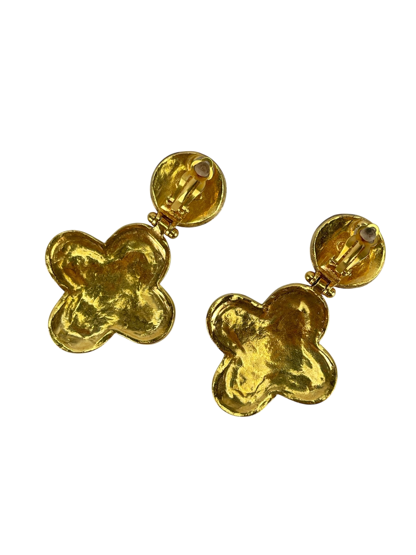 CHANEL - Gold  Gripoix Logo Clip On Vintage Earrings