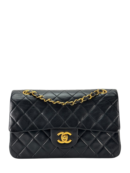 CHANEL - Small Classic Double Flap Bag Black Gold Hardware (CF23)