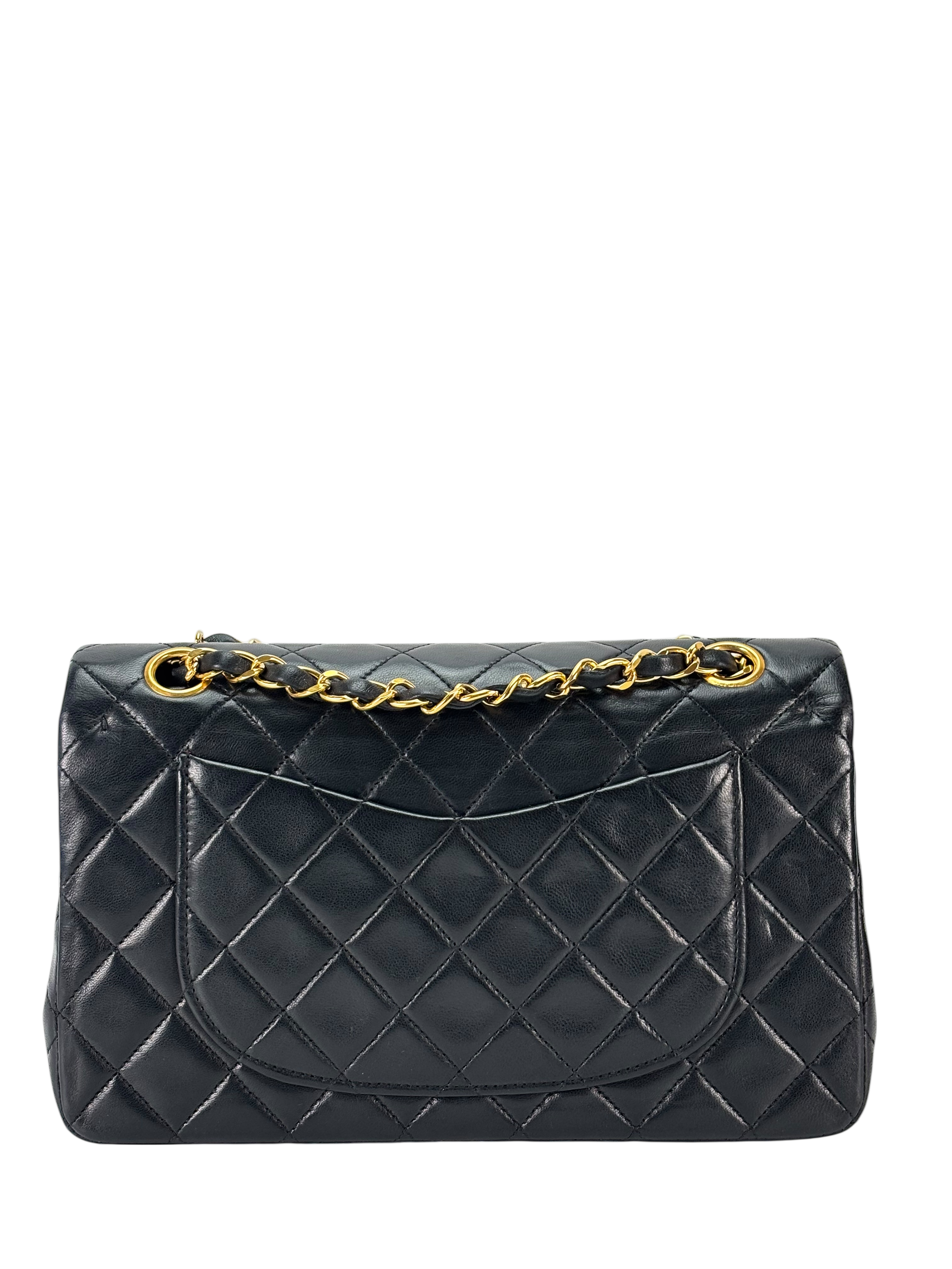 CHANEL - Small Classic Double Flap Bag Black Gold Hardware (CF23)