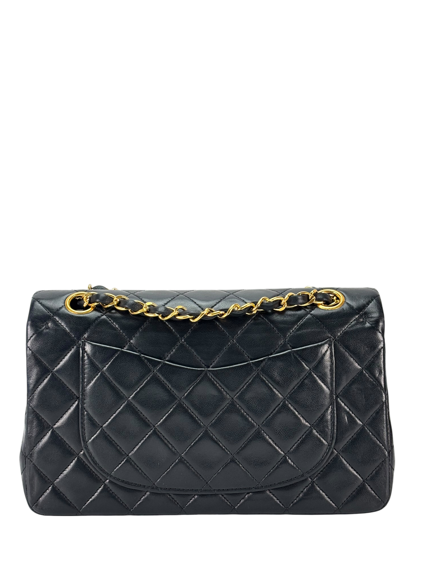 CHANEL - Small Classic Double Flap Bag Black Gold Hardware (CF23)